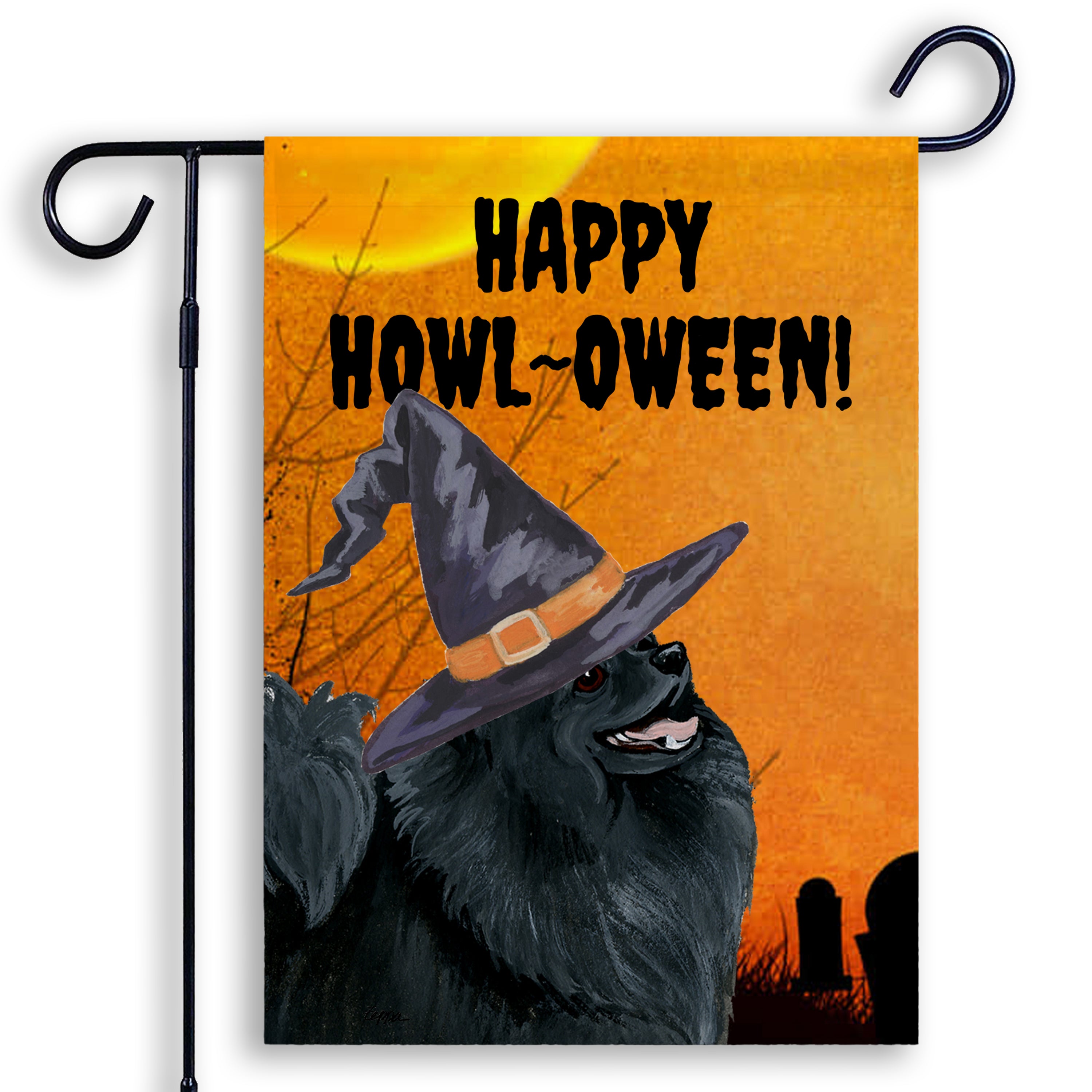 Pomeranian Halloween Garden Flag