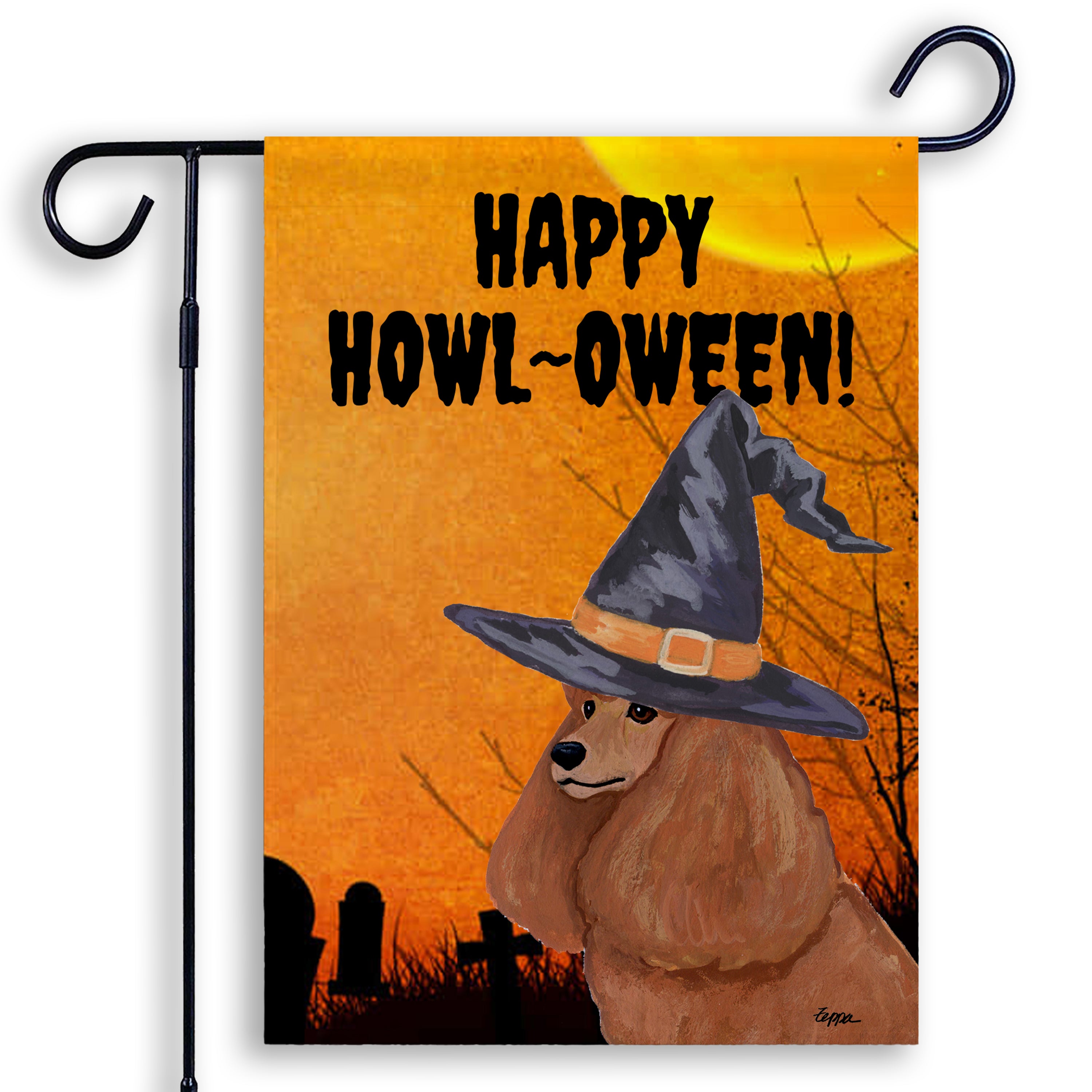 Poodle Halloween Garden Flag