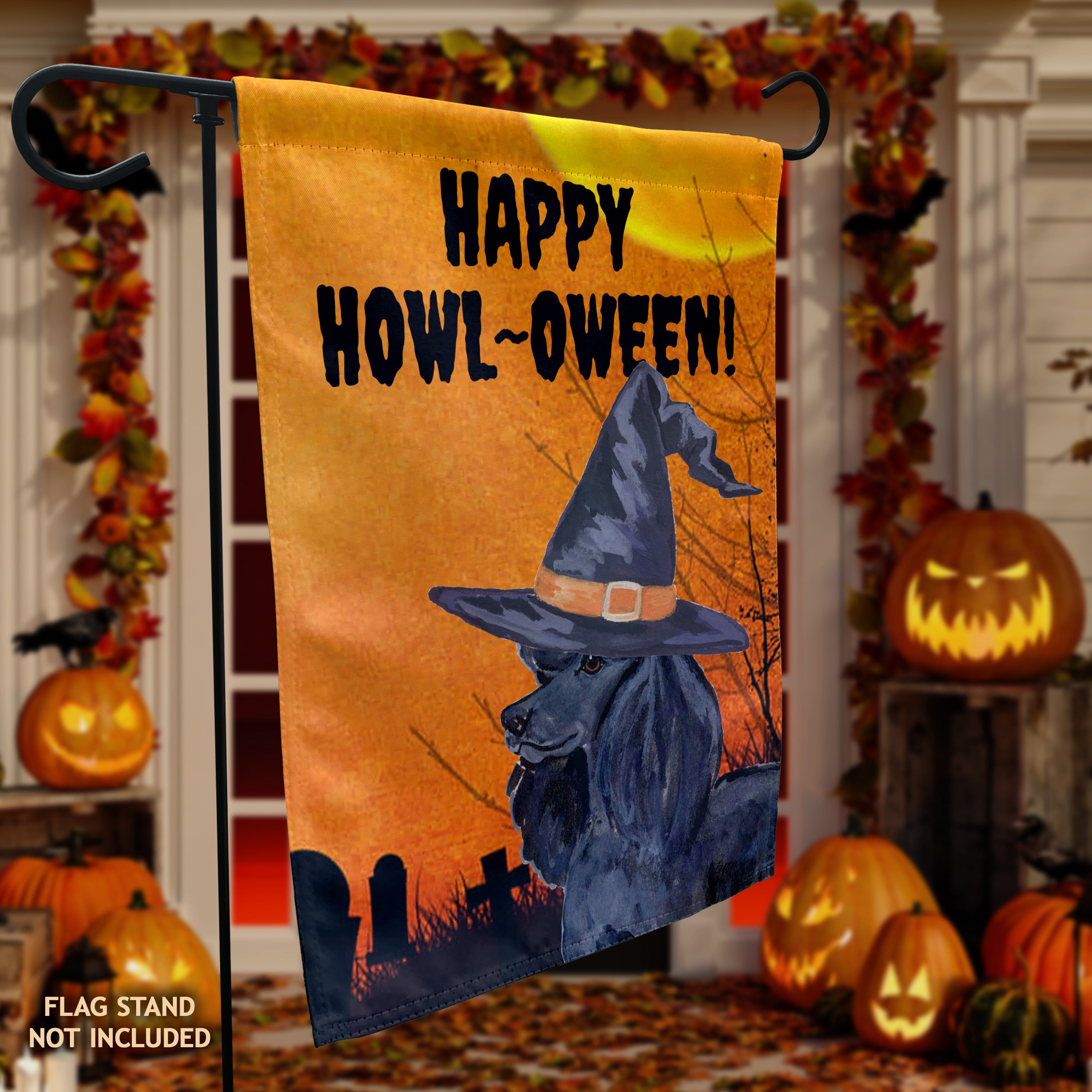 Poodle Halloween Garden Flag