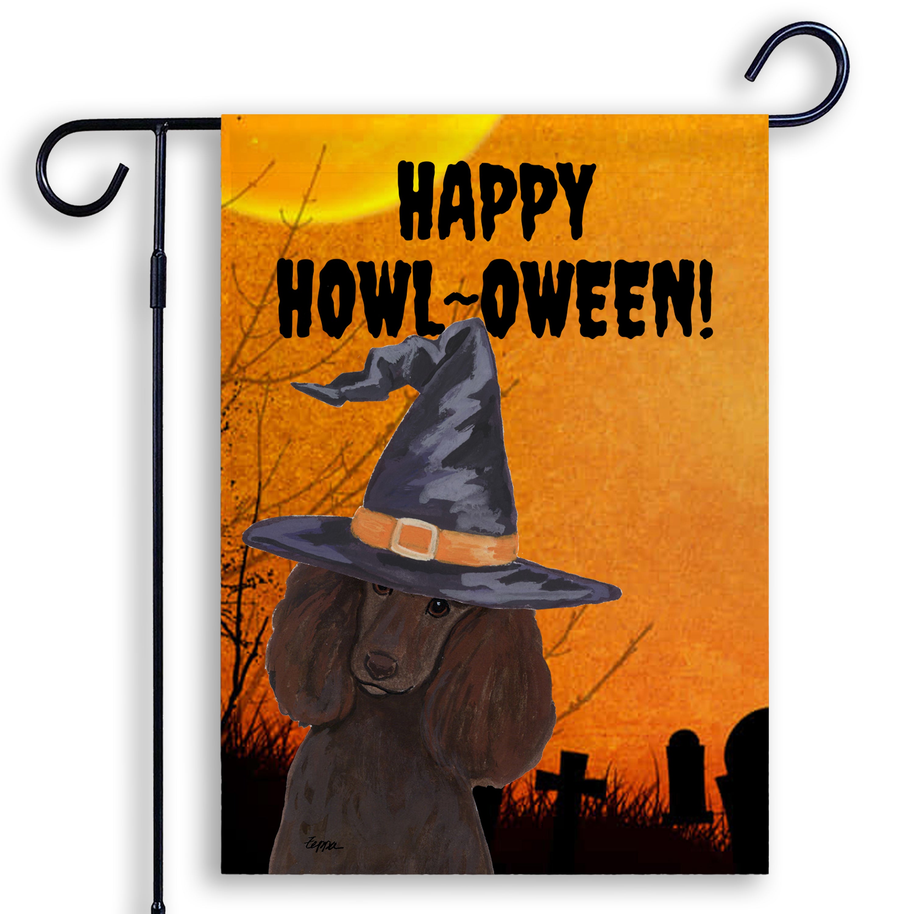 Poodle Halloween Garden Flag