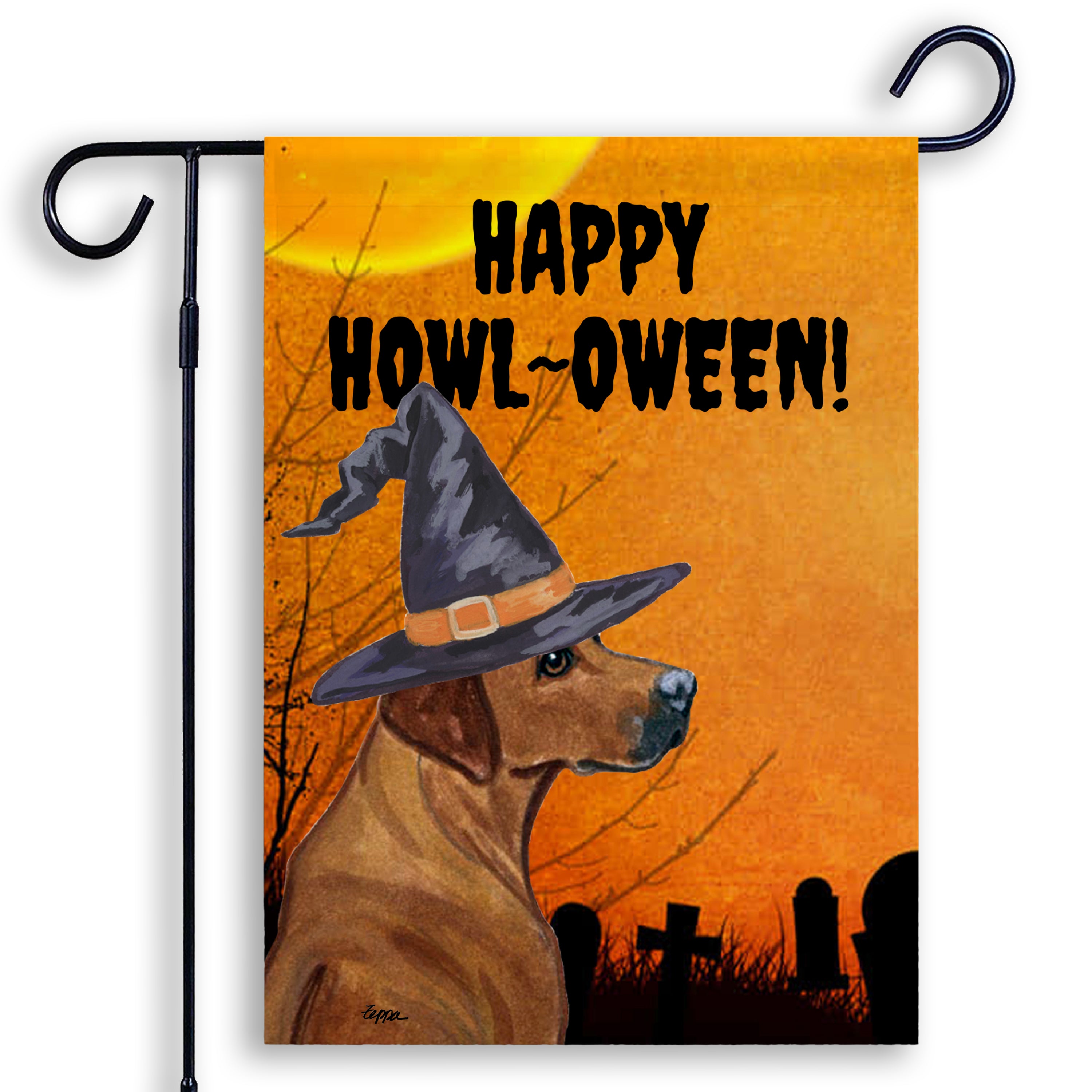 Rhodesian Ridgeback Halloween Garden Flag