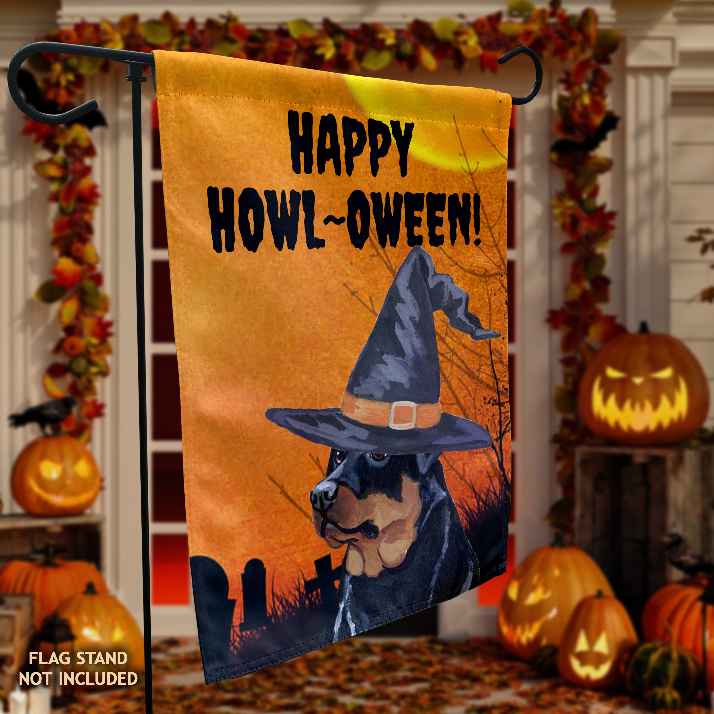 Rottweiler Halloween Garden Flag