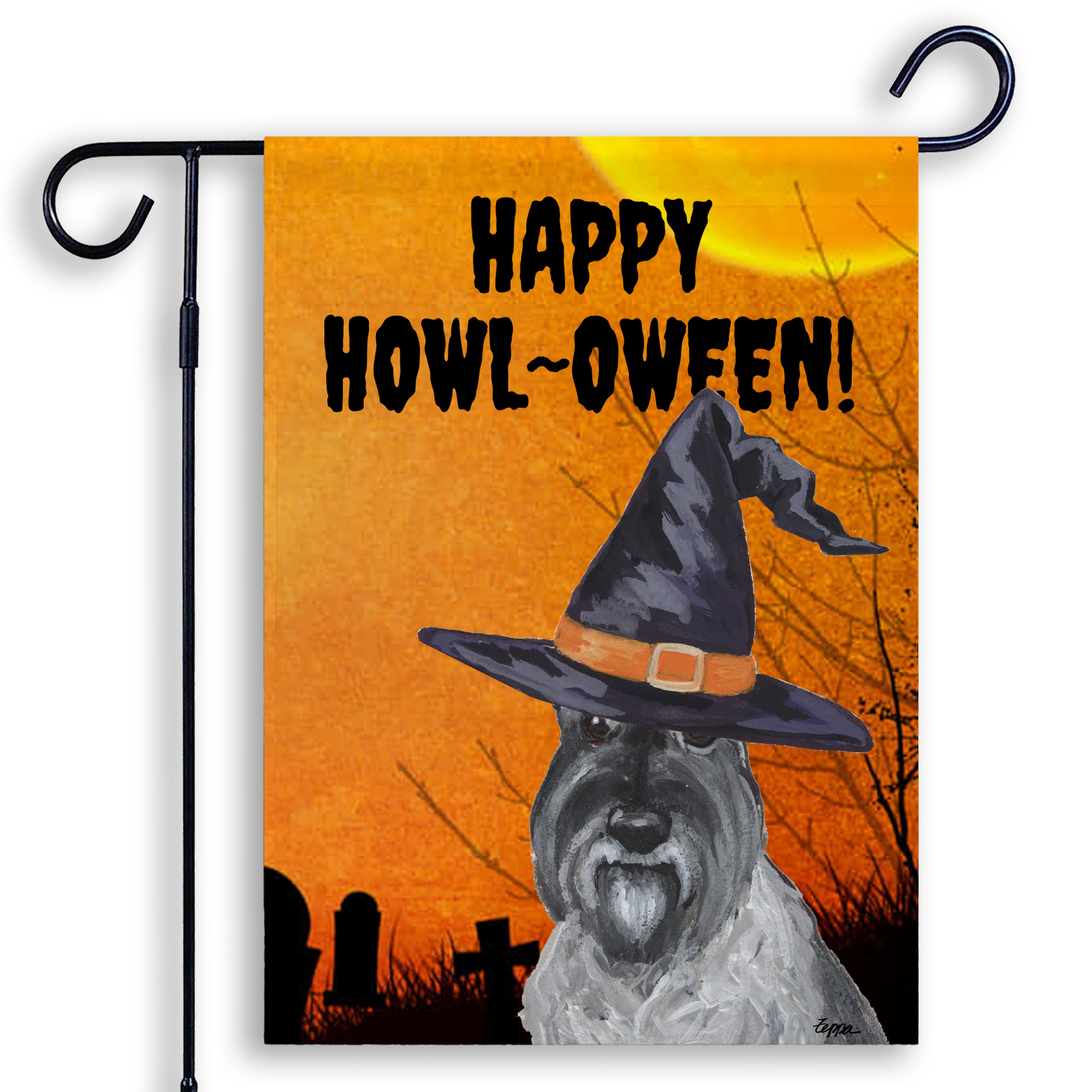 Mini Schnauzer Halloween Garden Flag