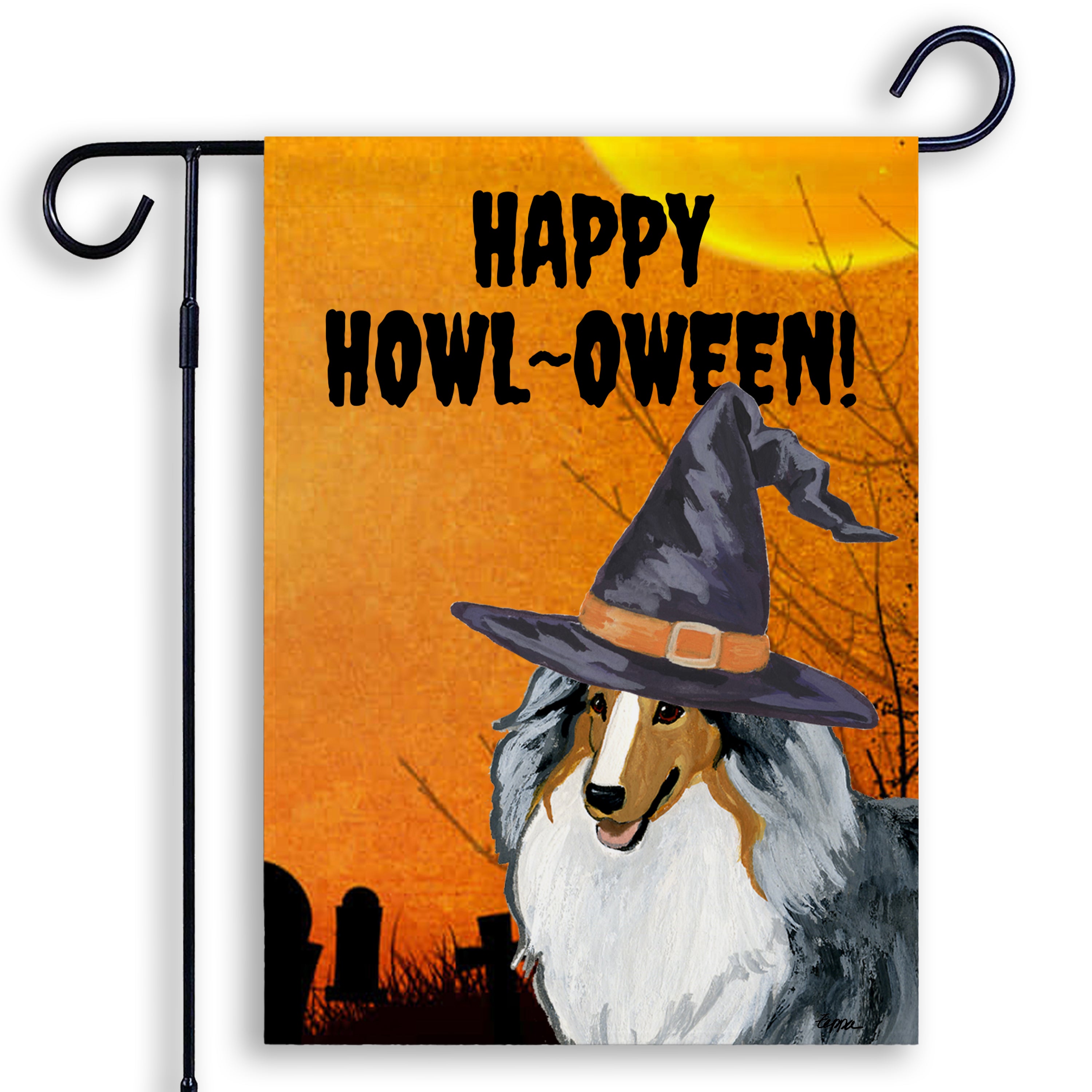 Shetland Sheepdog Halloween Garden Flag