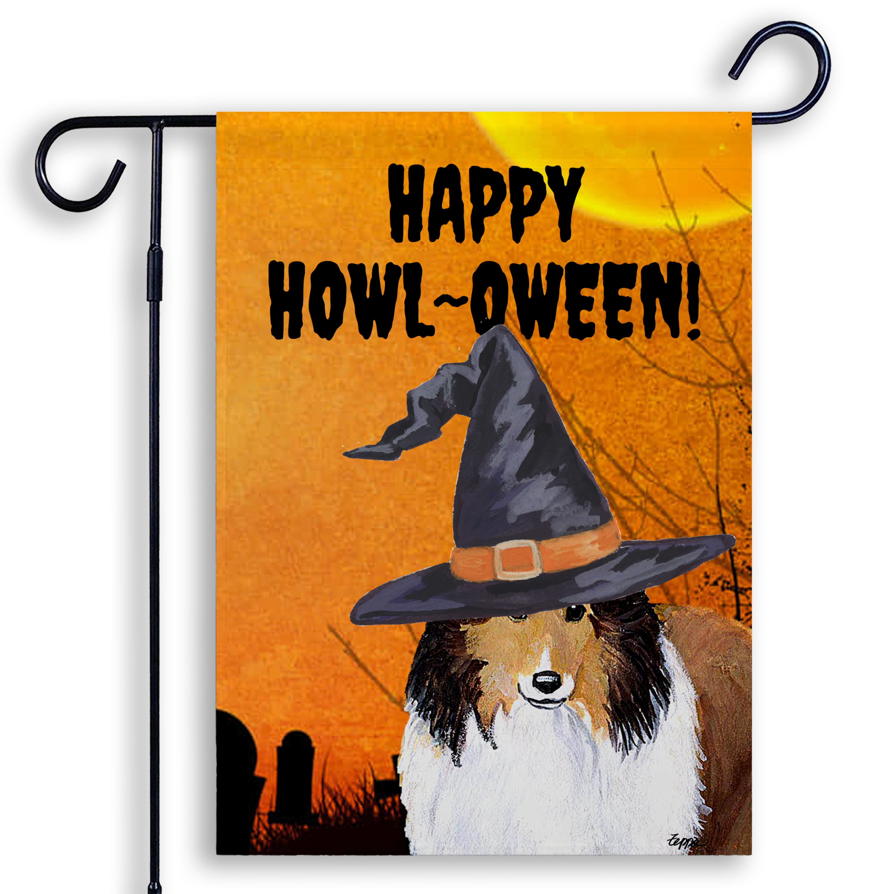Shetland Sheepdog Halloween Garden Flag