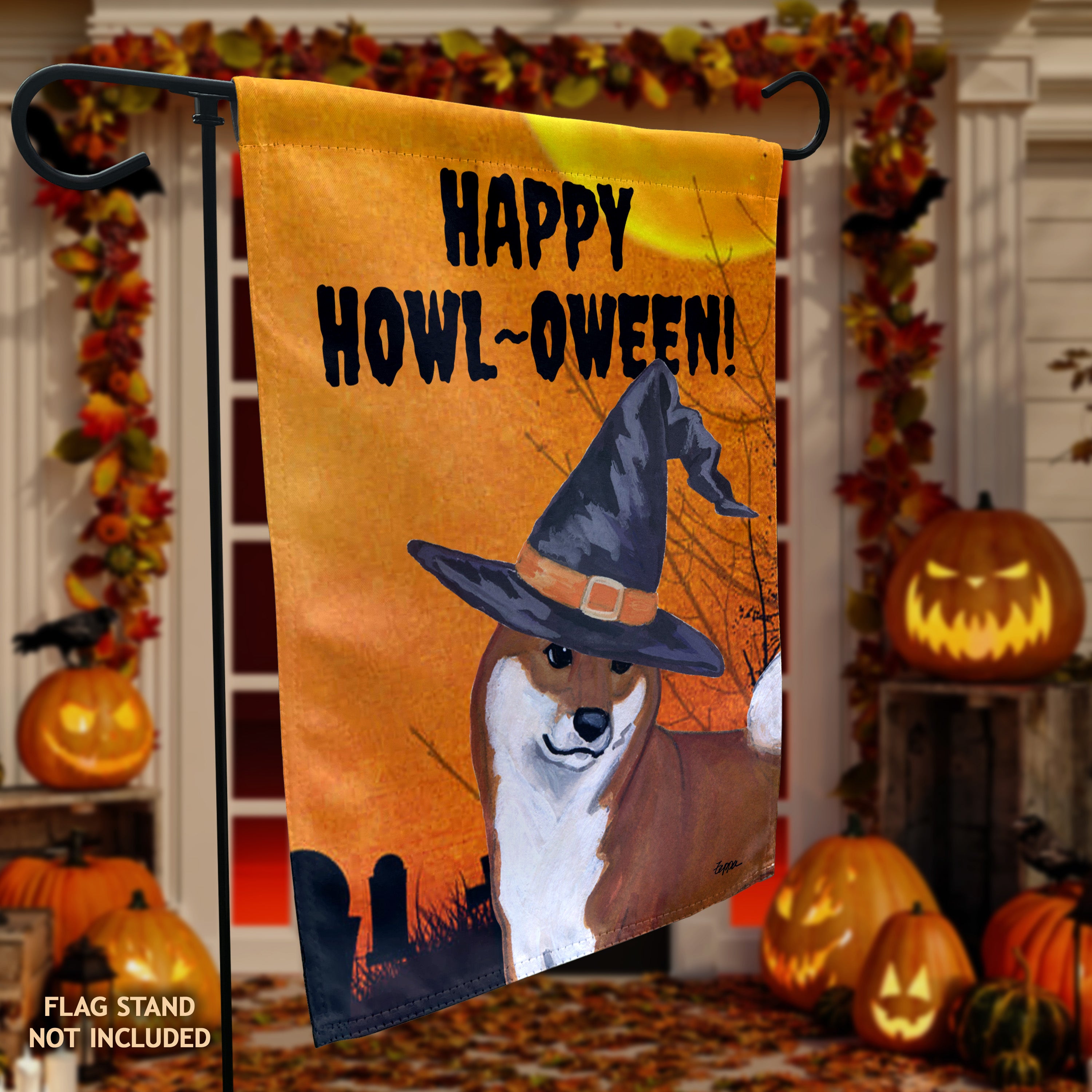 Shiba Inu Halloween Garden Flag