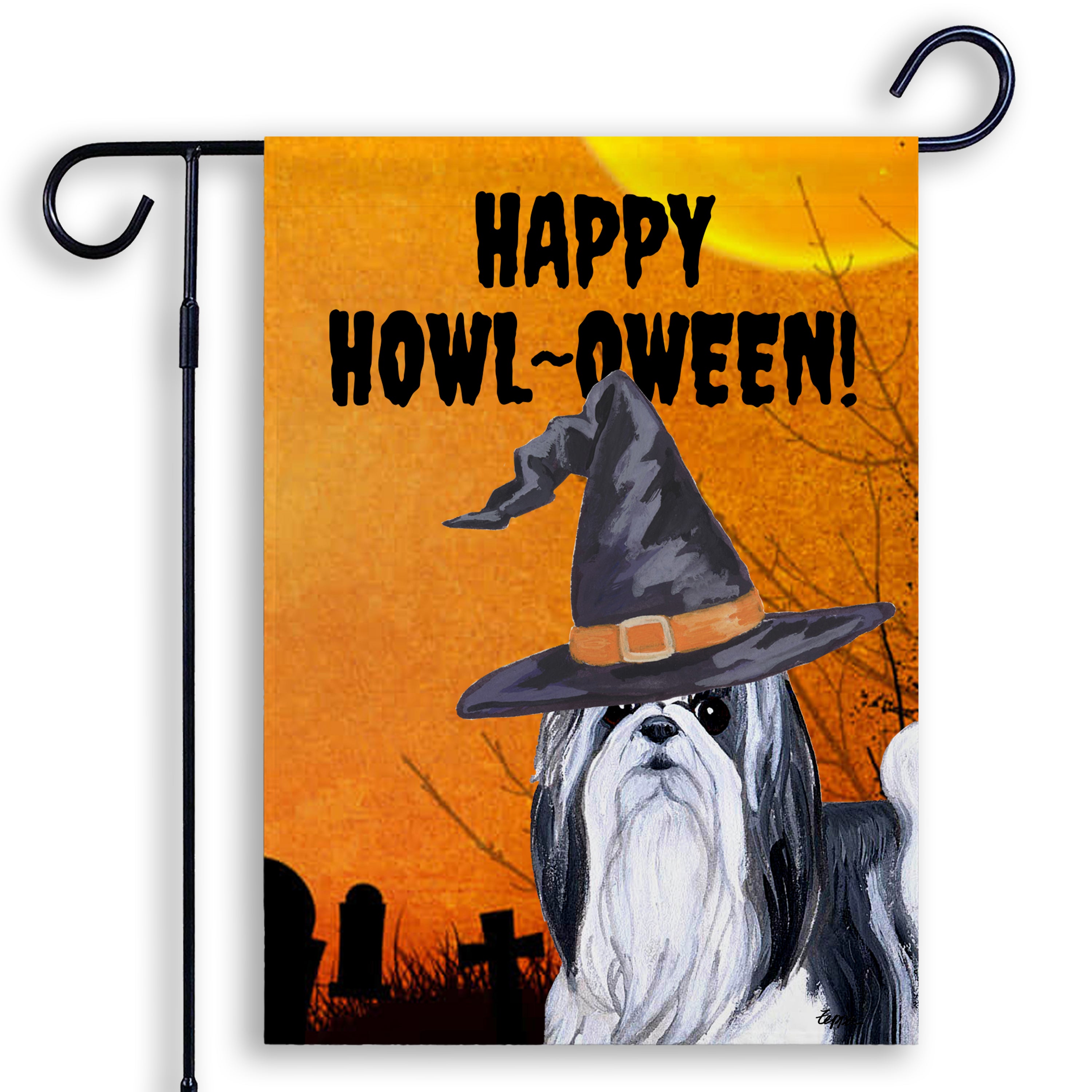 Shih Tzu Halloween Garden Flag