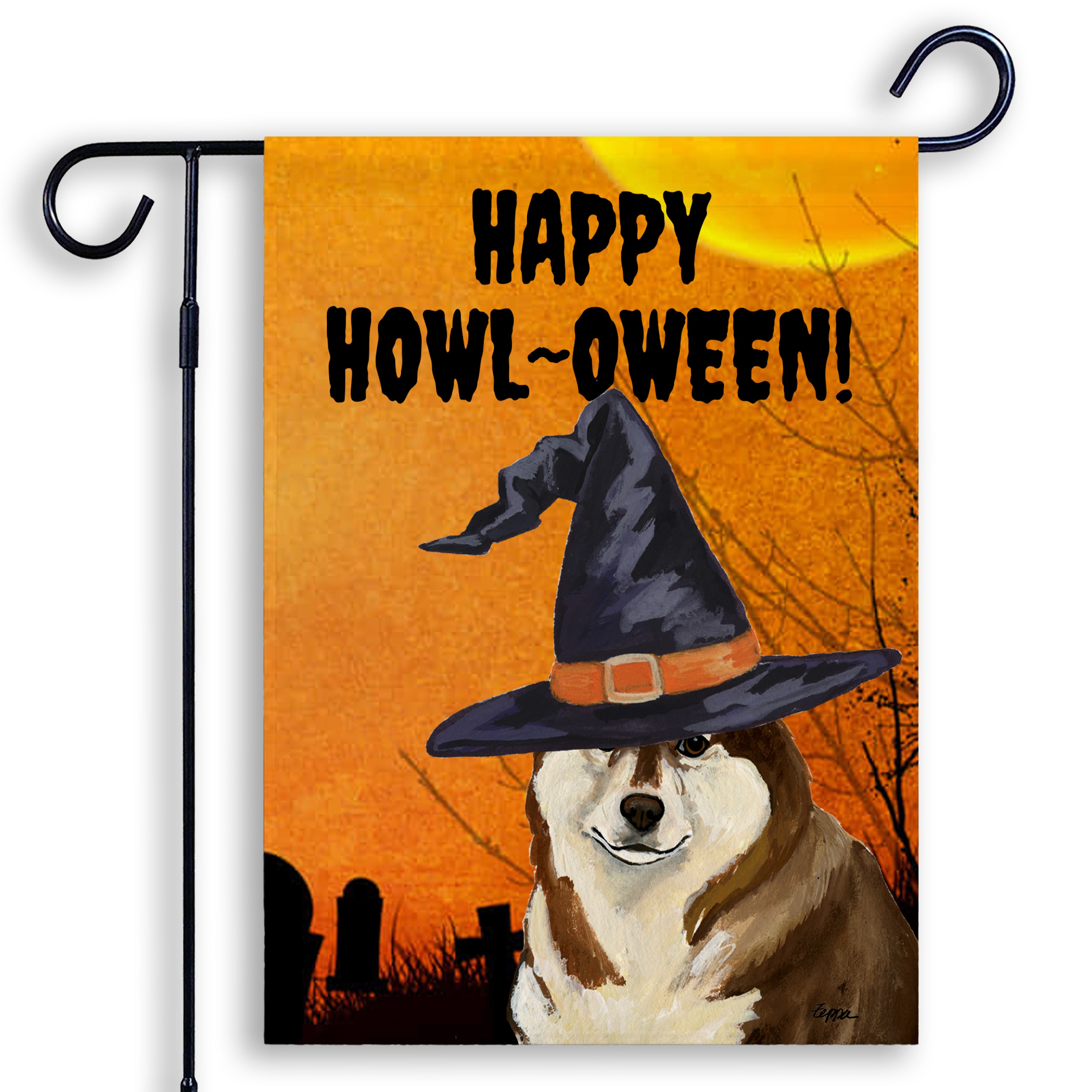 Siberian Husky Halloween Garden Flag