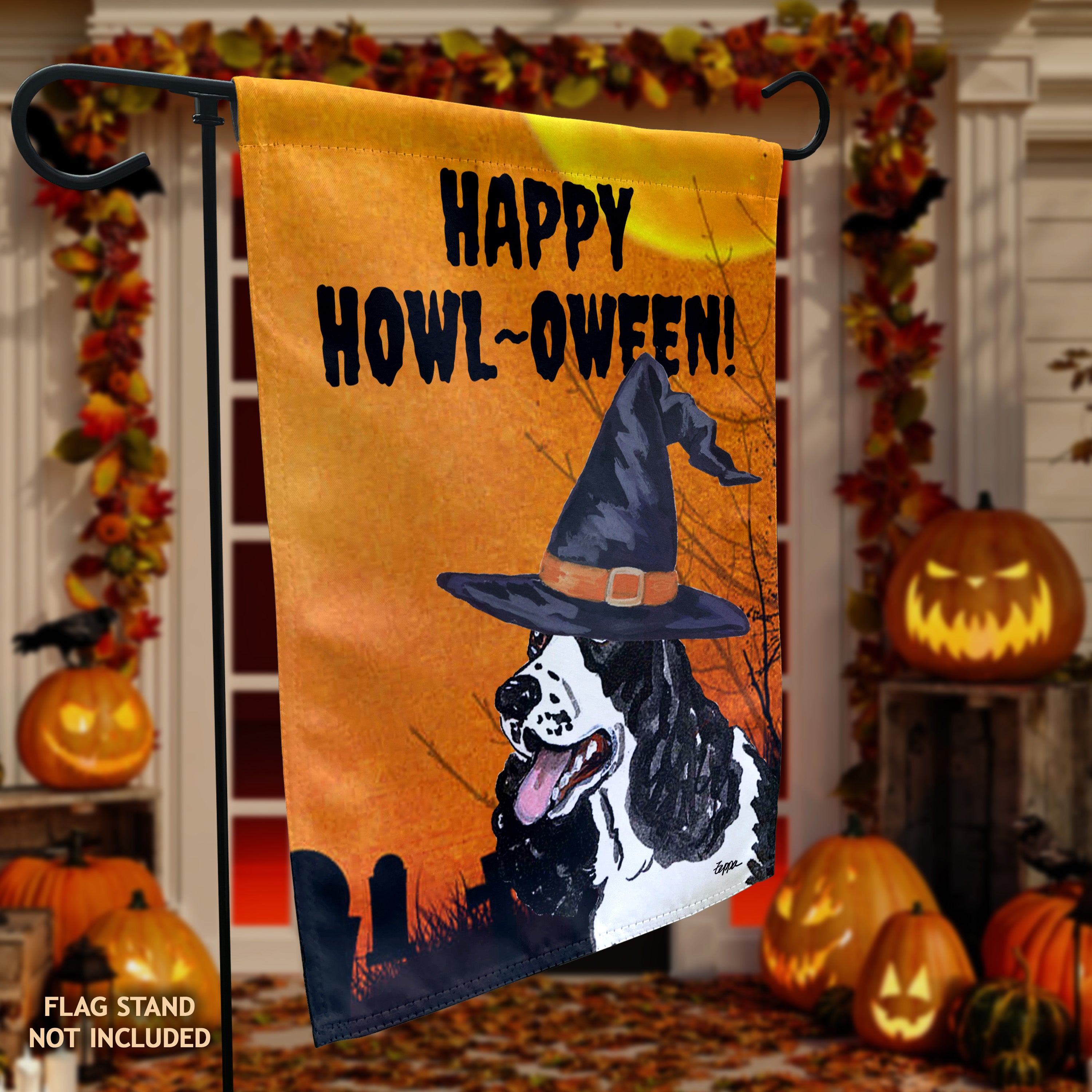 Springer Spaniel Halloween Garden Flag