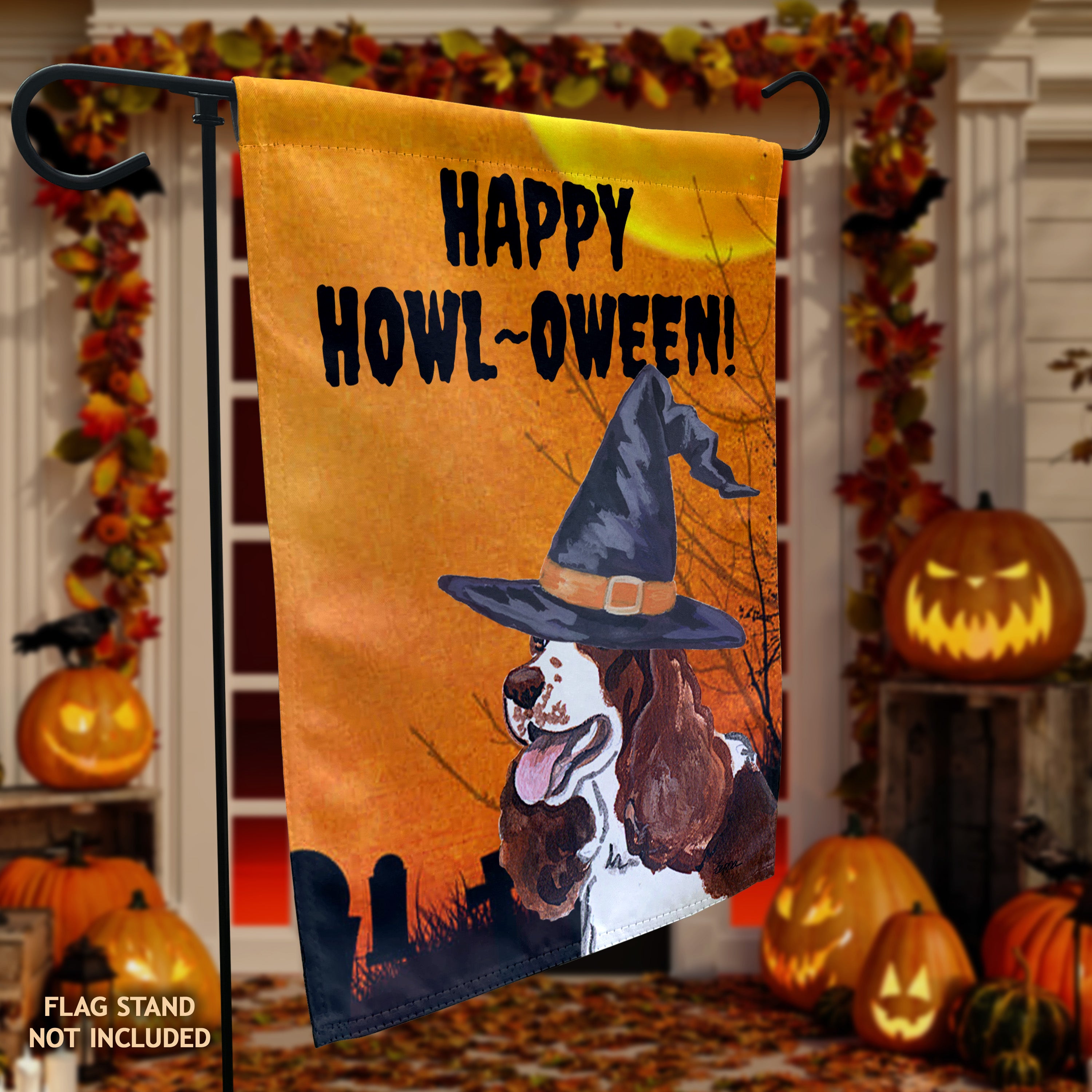 Springer Spaniel Halloween Garden Flag