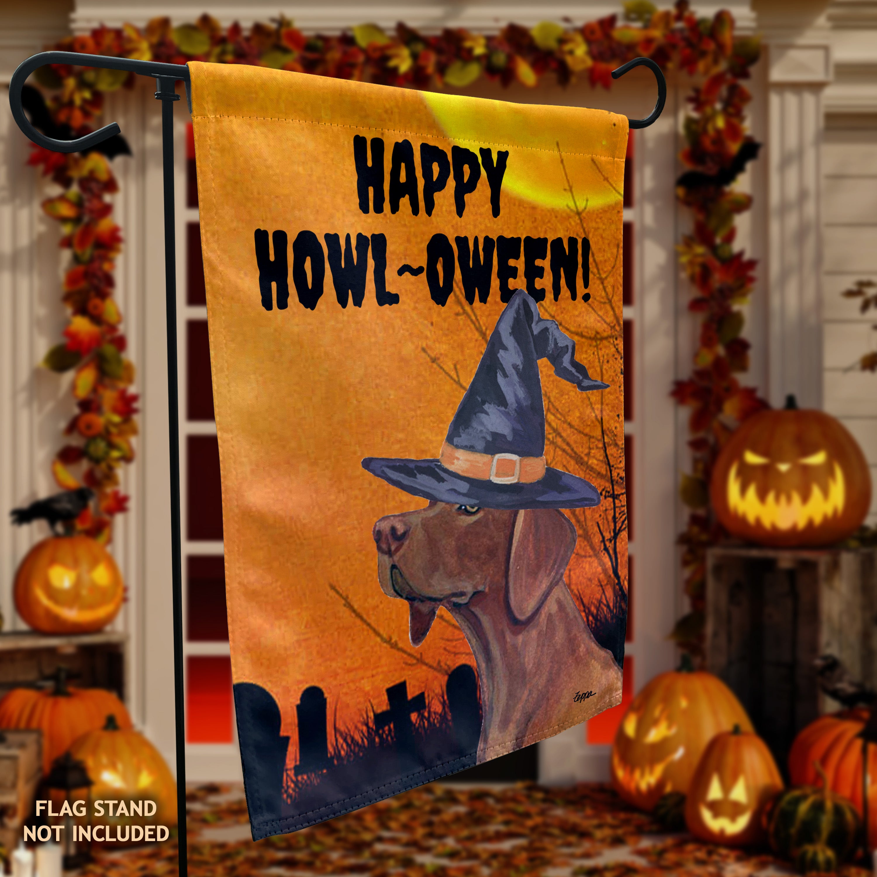 Vizsla Halloween Garden Flag