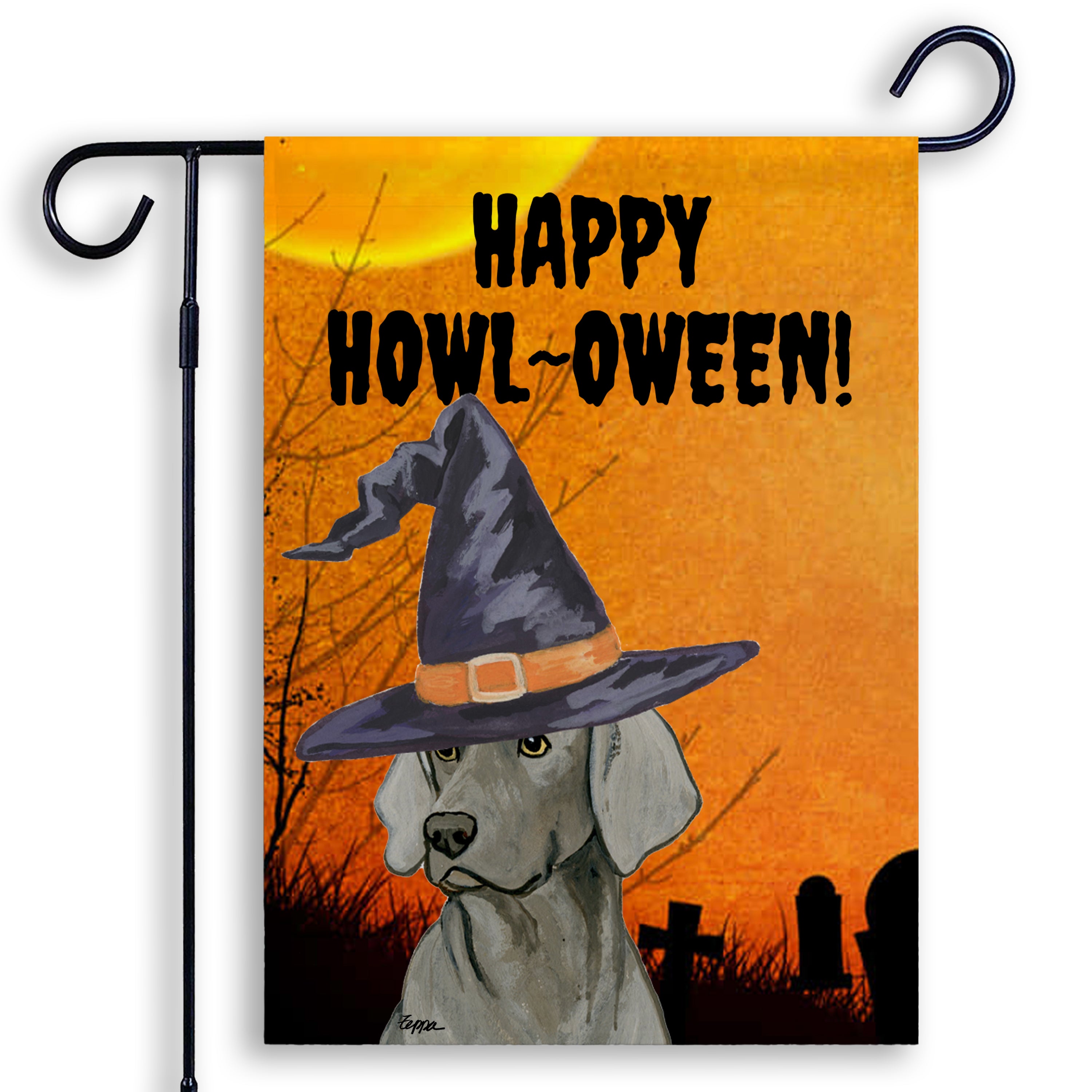 Weimaraner Sitting Halloween Garden Flag