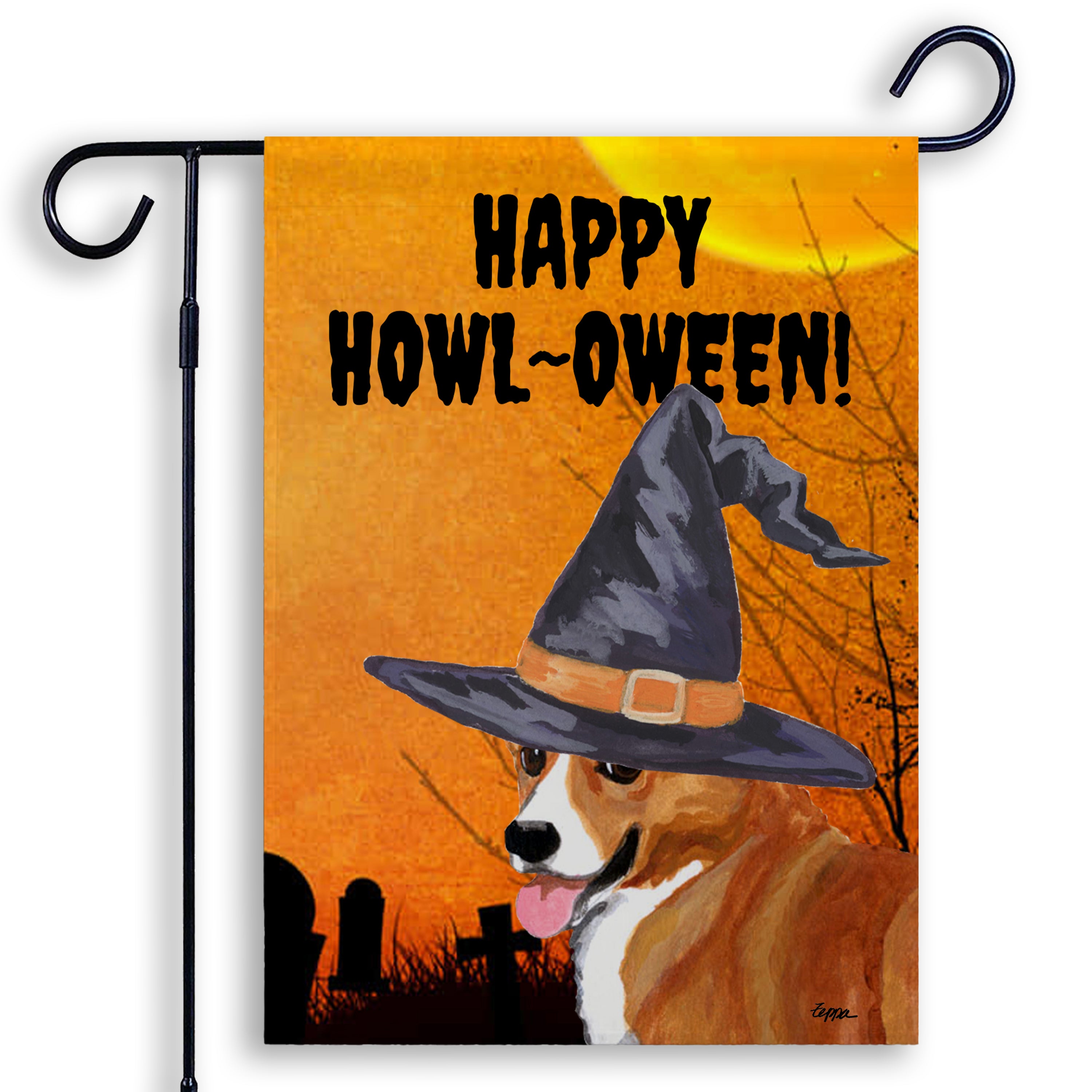Welsh Corgi Pembroke Halloween Garden Flag