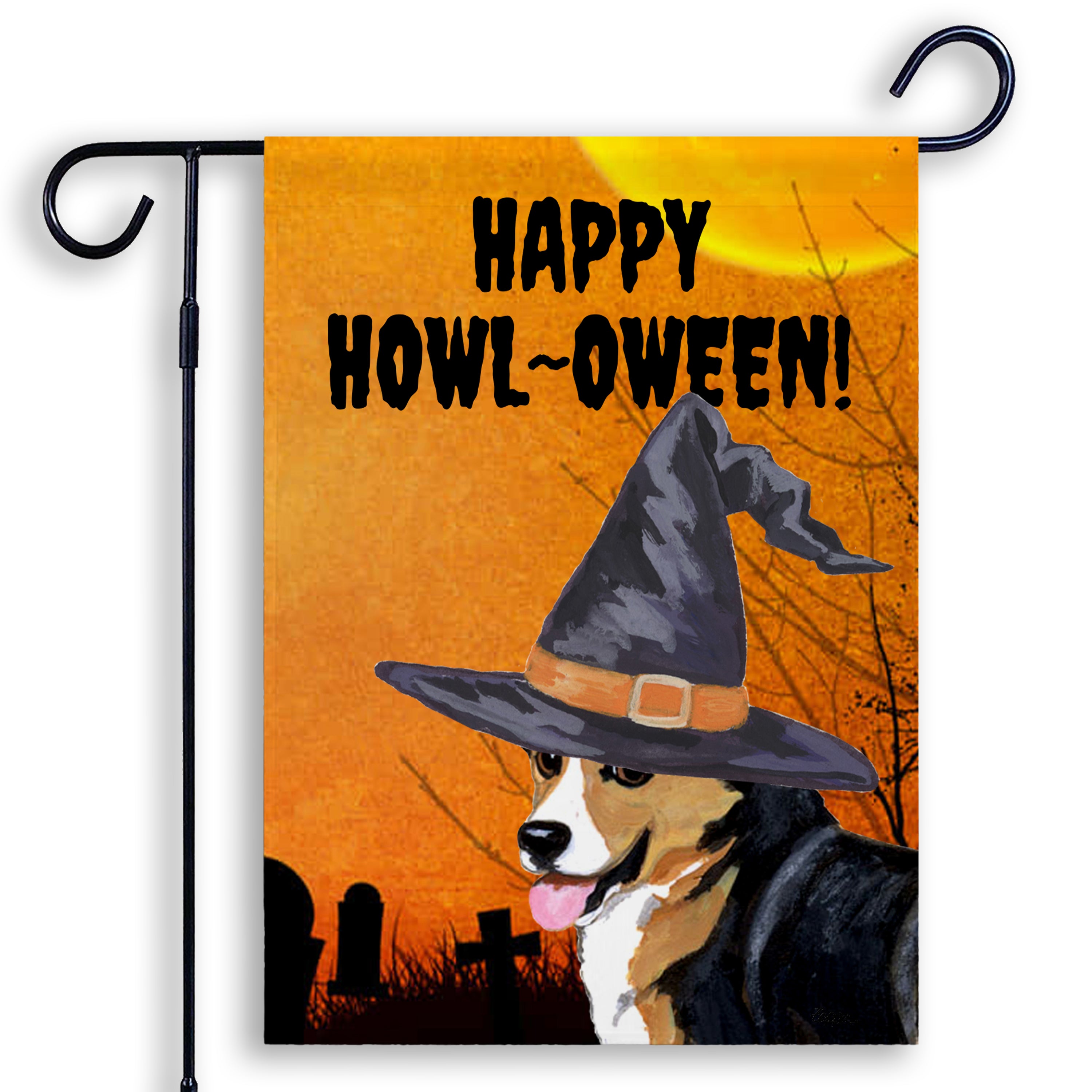 Welsh Corgi Pembroke Halloween Garden Flag