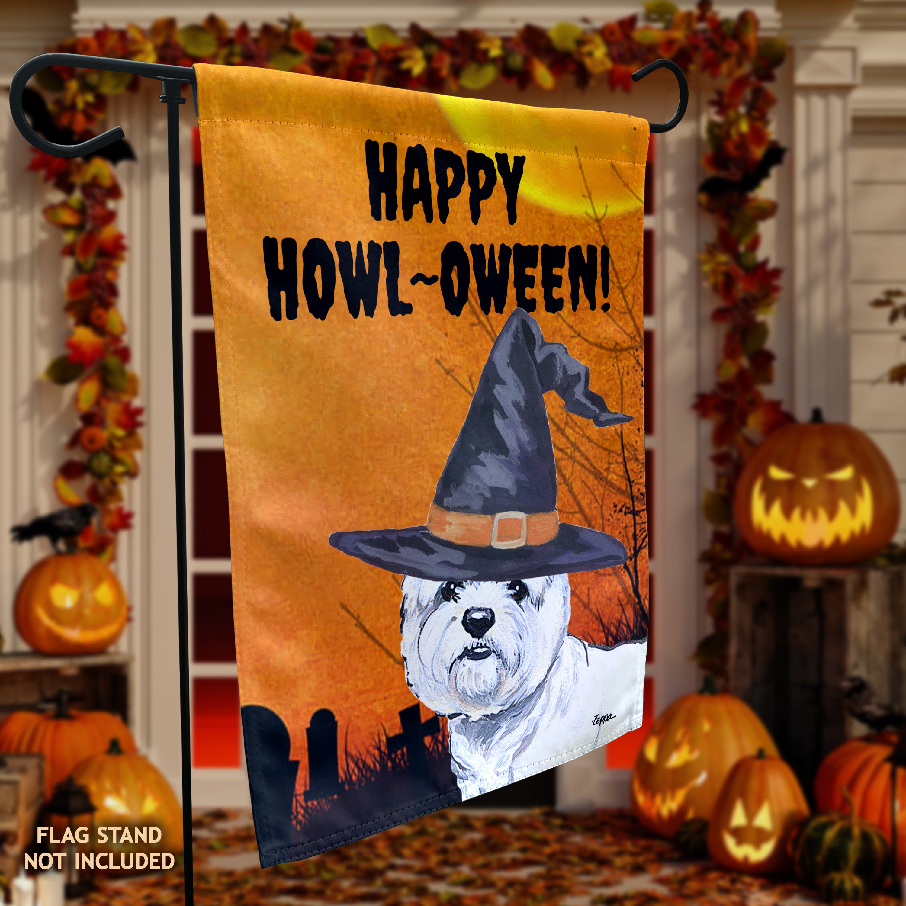 West Highland Terrier Halloween Garden Flag