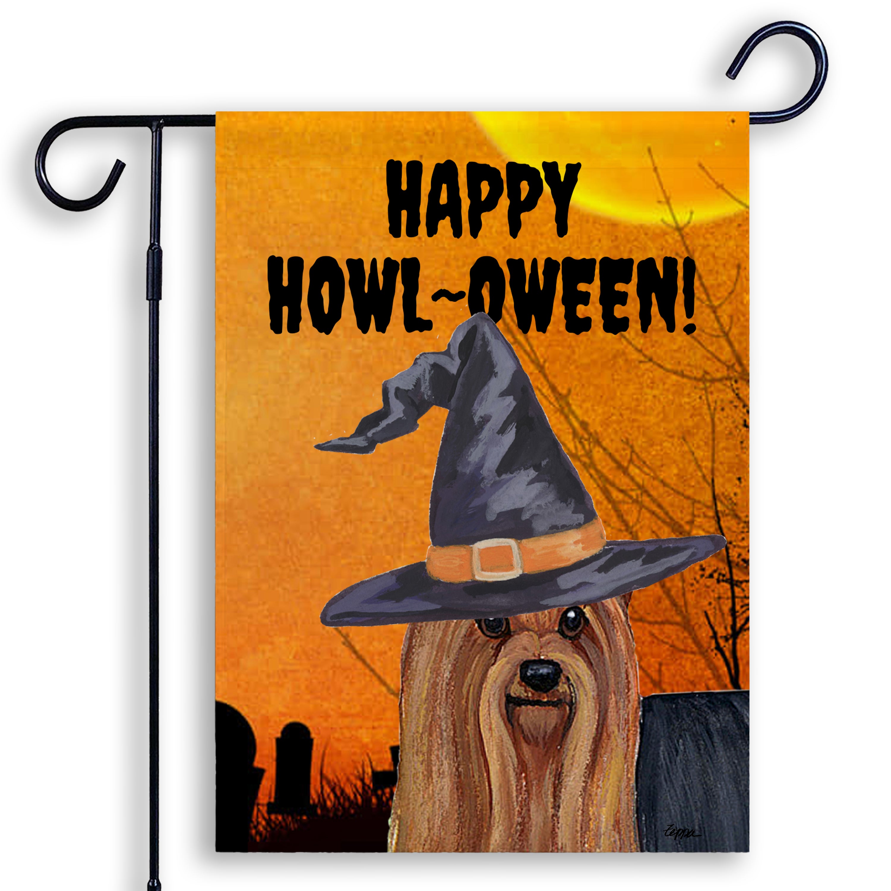 Yorkshire Terrier Halloween Garden Flag