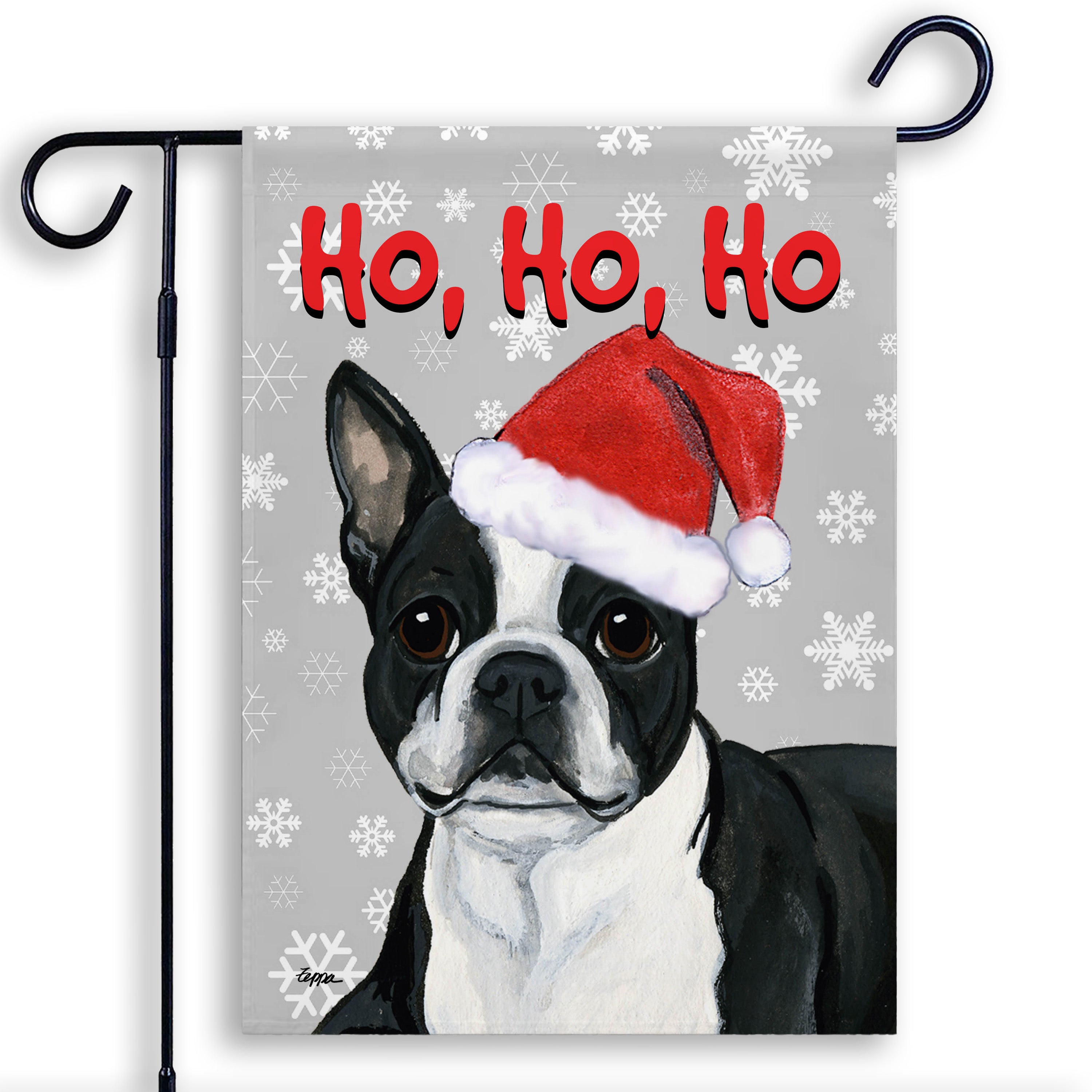 Boston Terrier Lying Christmas Garden Flag