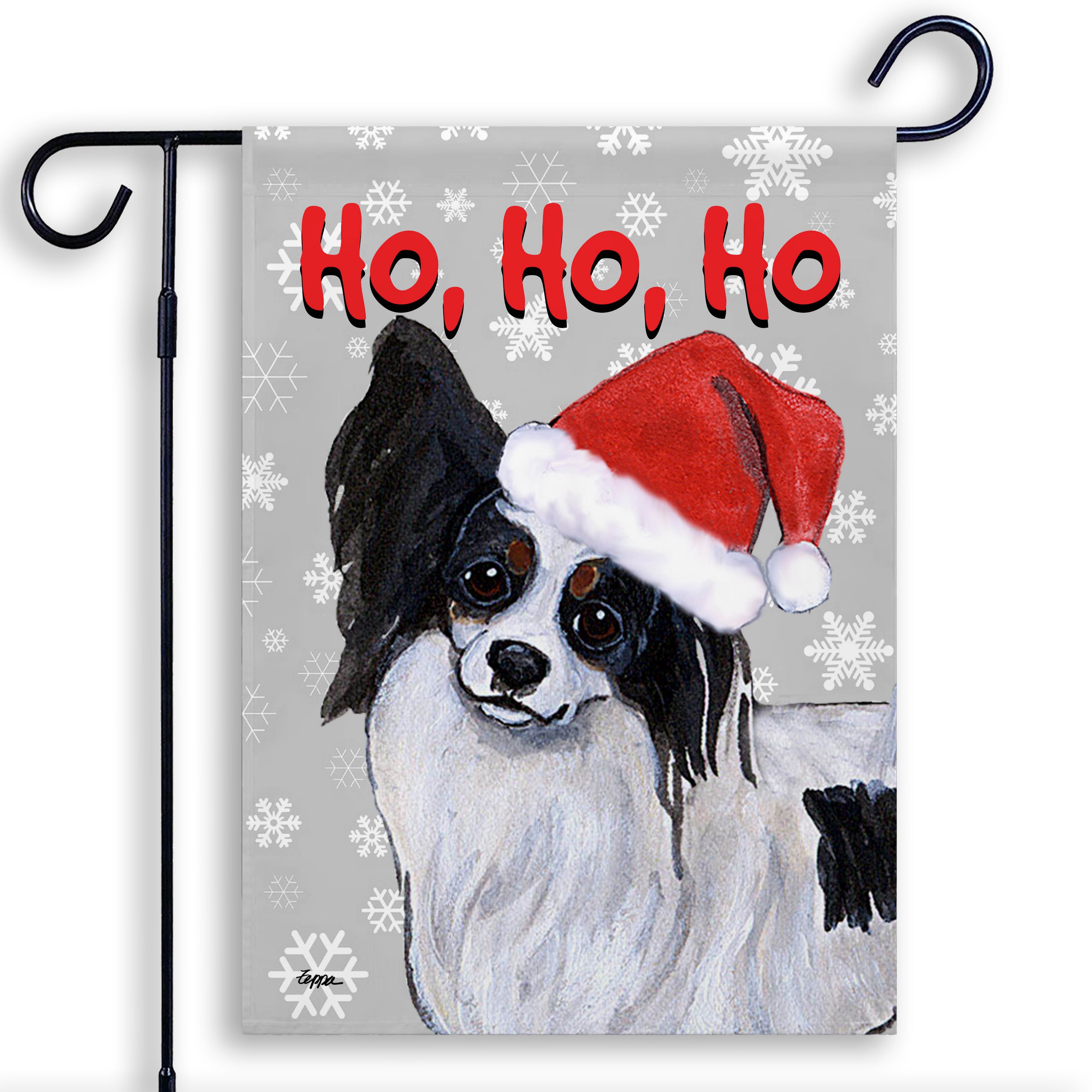 Papillon Christmas Garden Flag