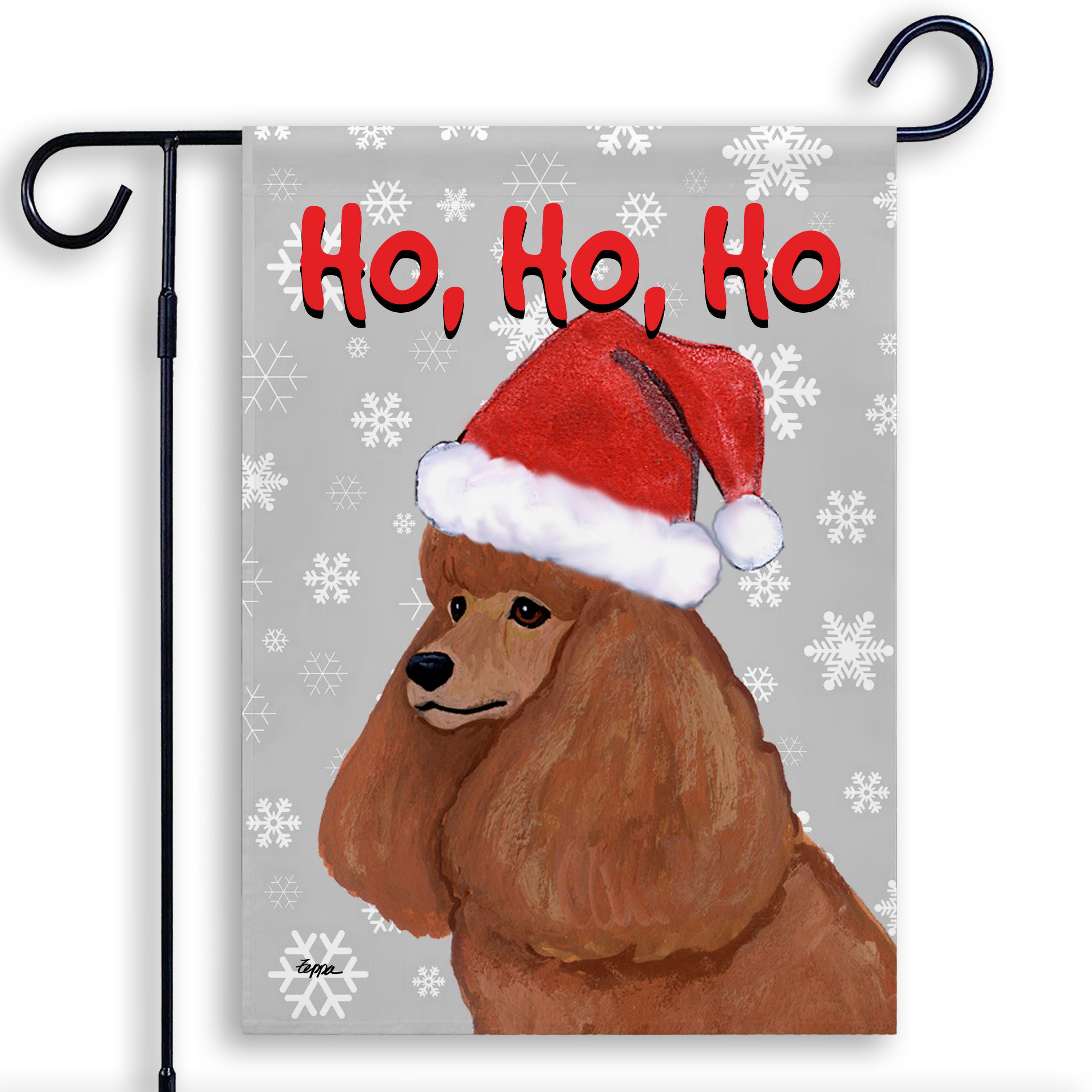 Poodle Christmas Garden Flag