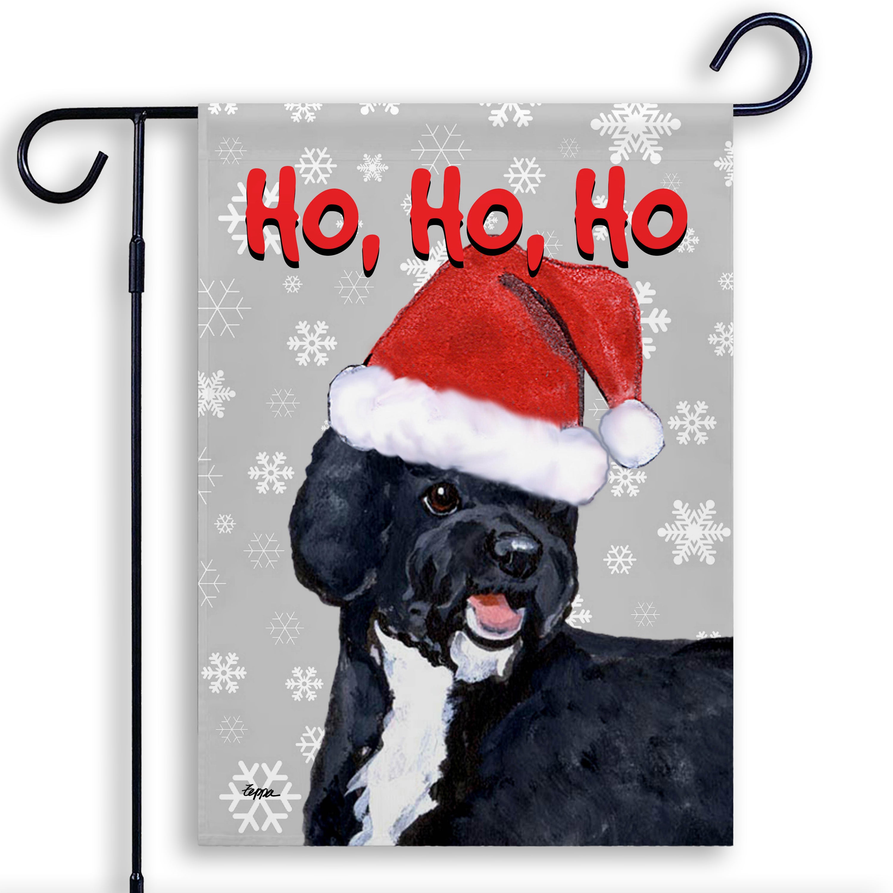 Portuguese Water Dog Black Christmas Garden Flag