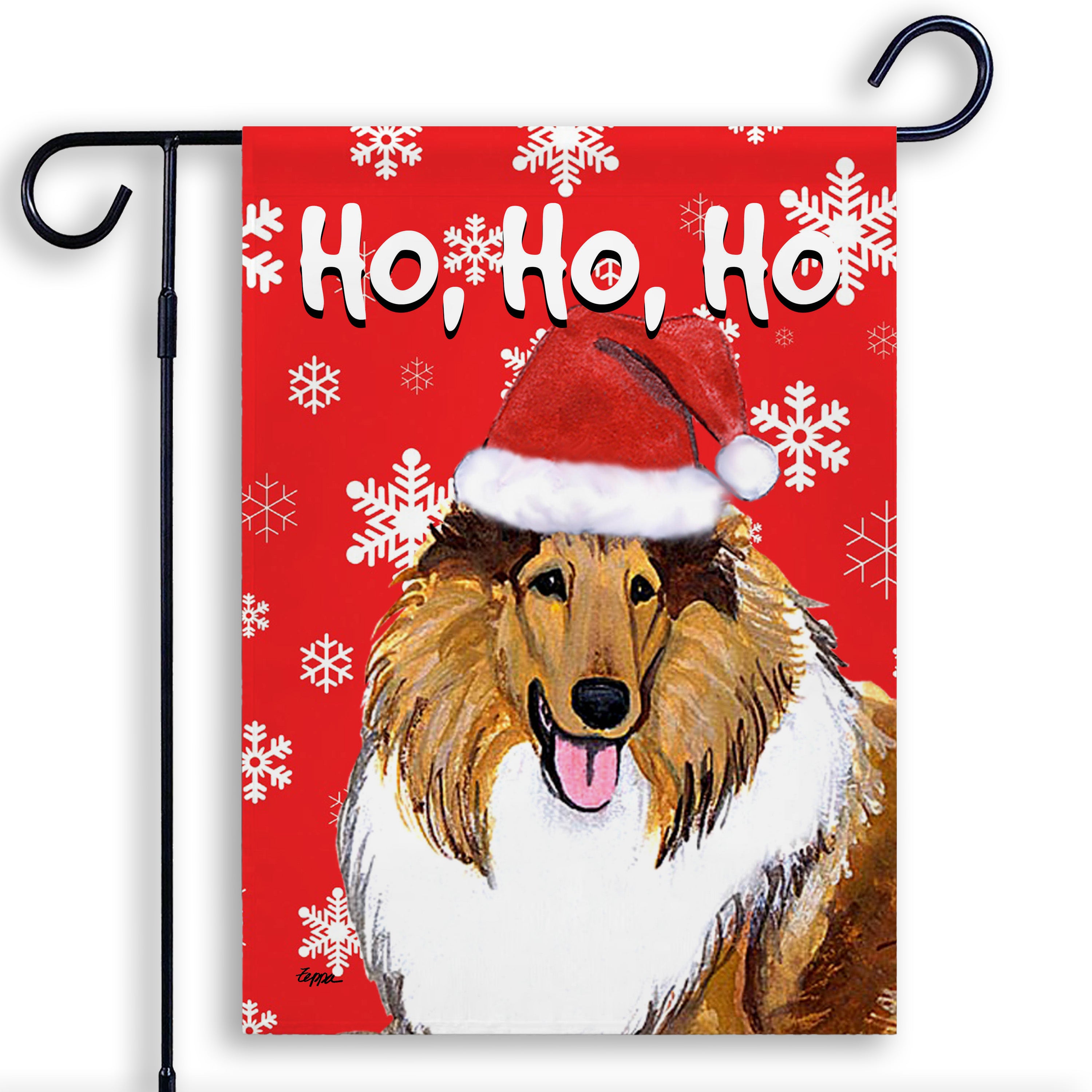 Collie Christmas Garden Flag
