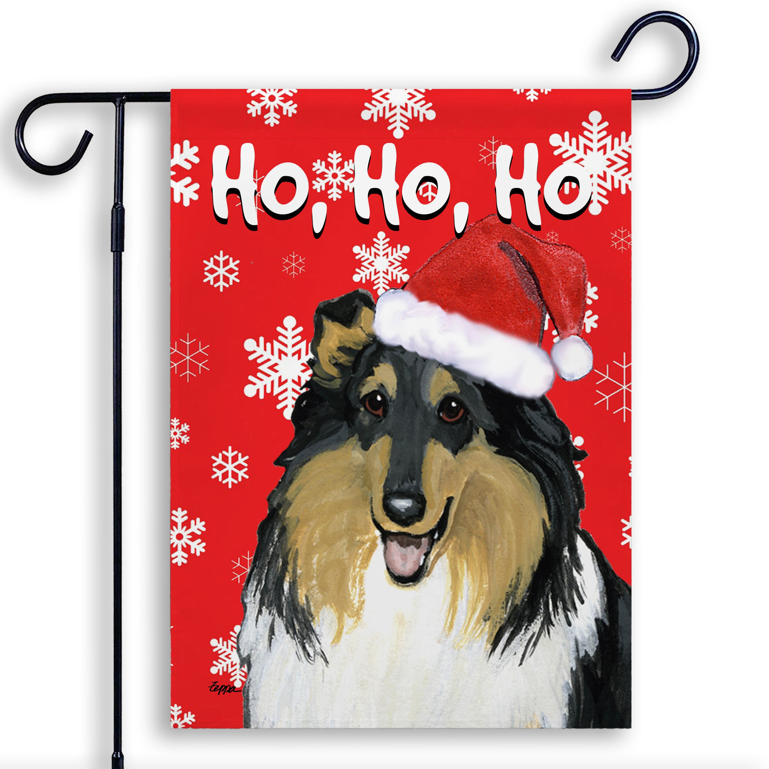 Collie Christmas Garden Flag