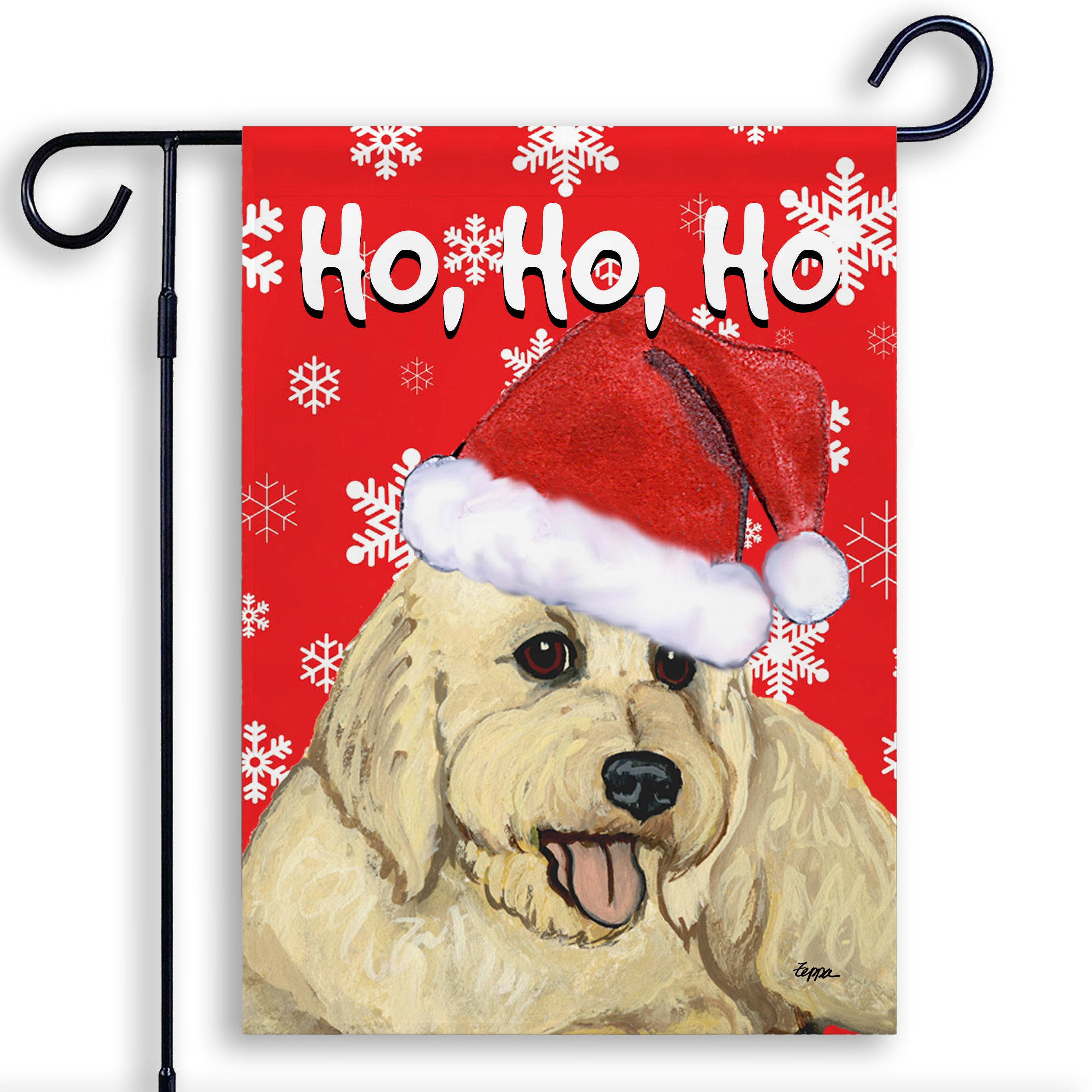 Golden-Labra Doodle Christmas Garden Flag