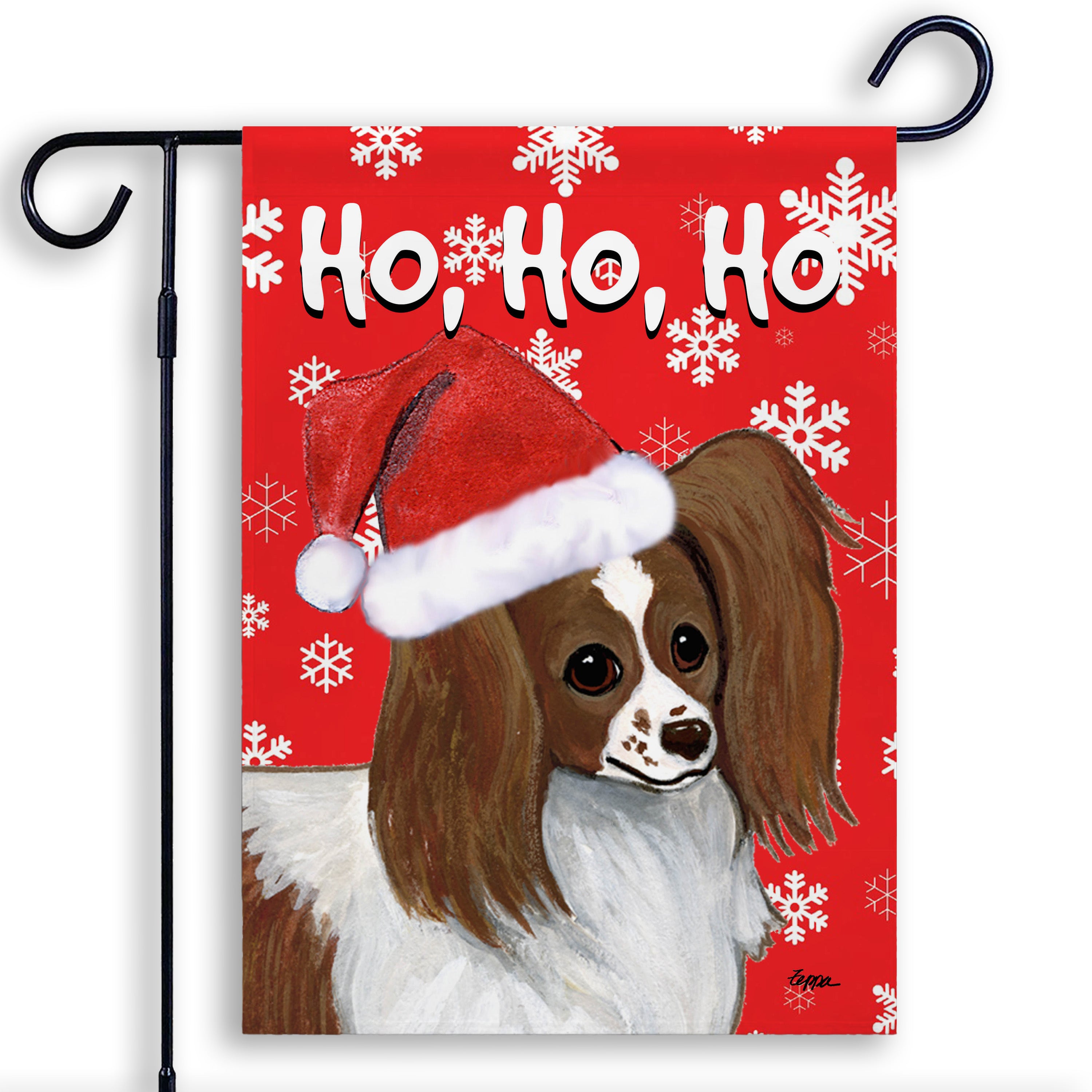 Papillon Christmas Garden Flag
