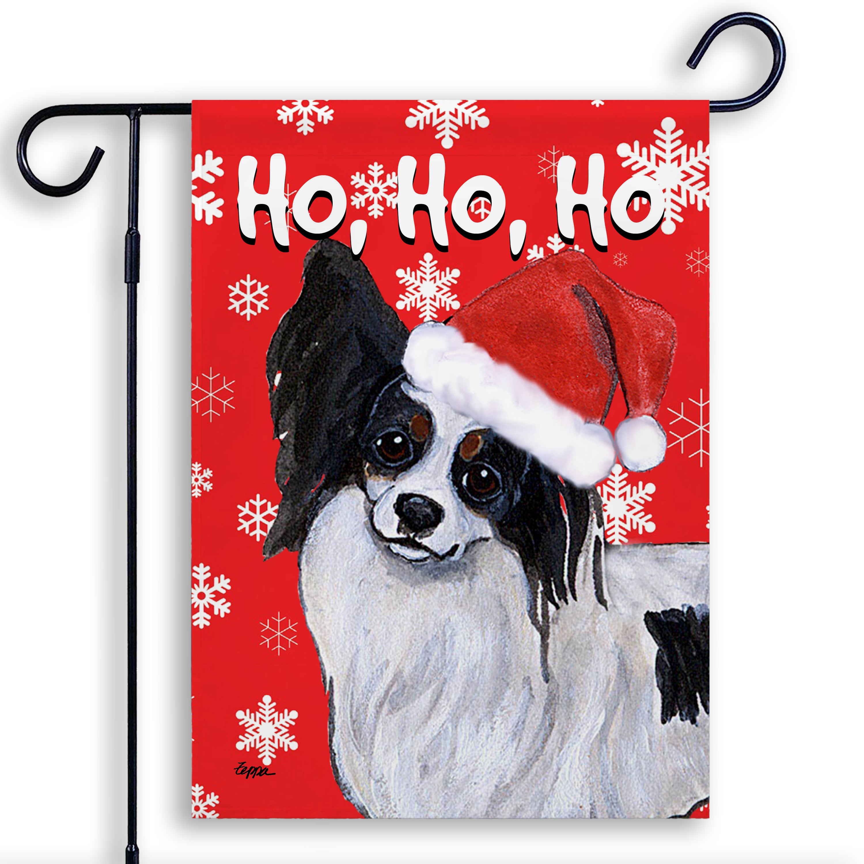 Papillon Christmas Garden Flag