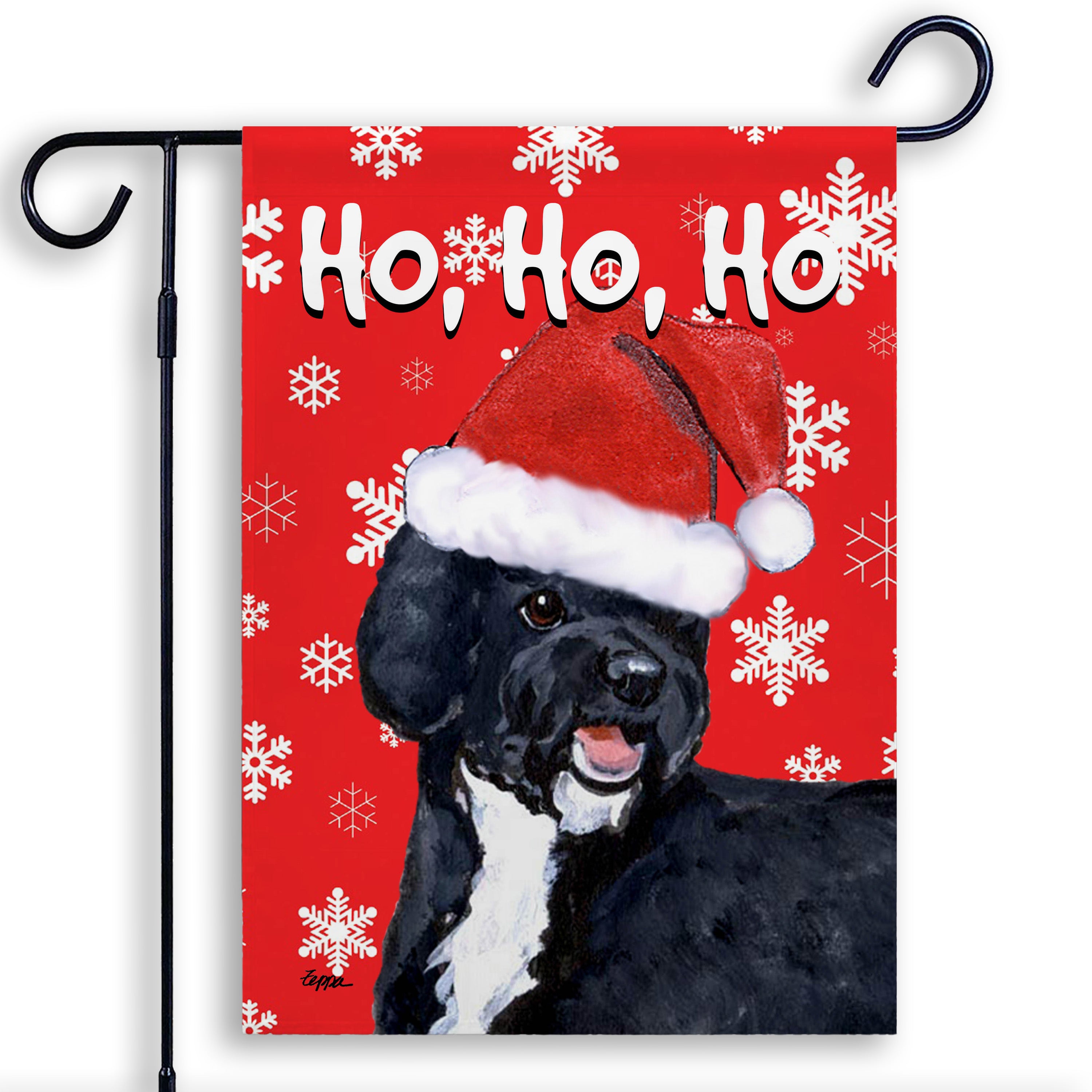 Portuguese Water Dog Black Christmas Garden Flag