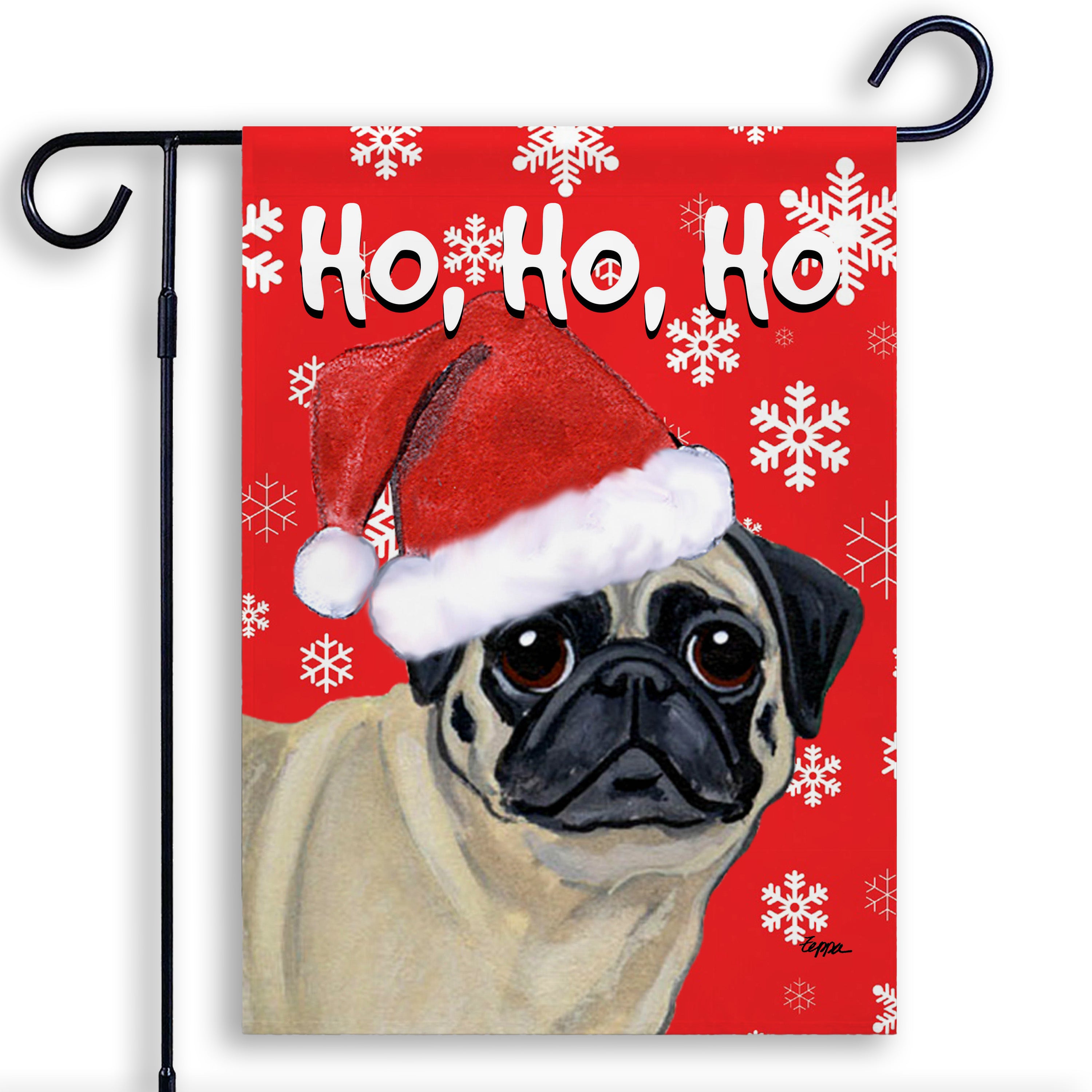 Pug Christmas Garden Flag
