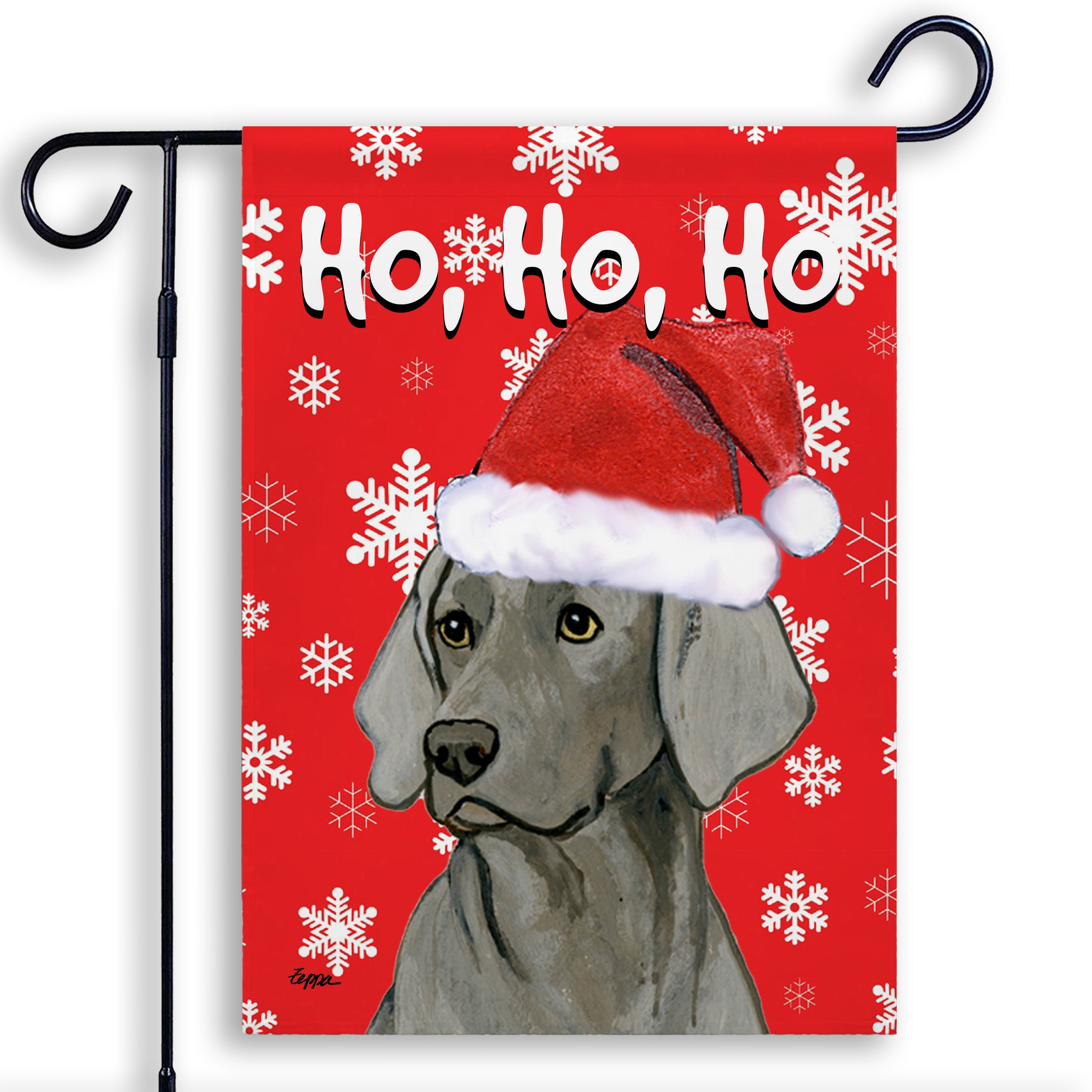 Weimaraner Sitting Christmas Garden Flag