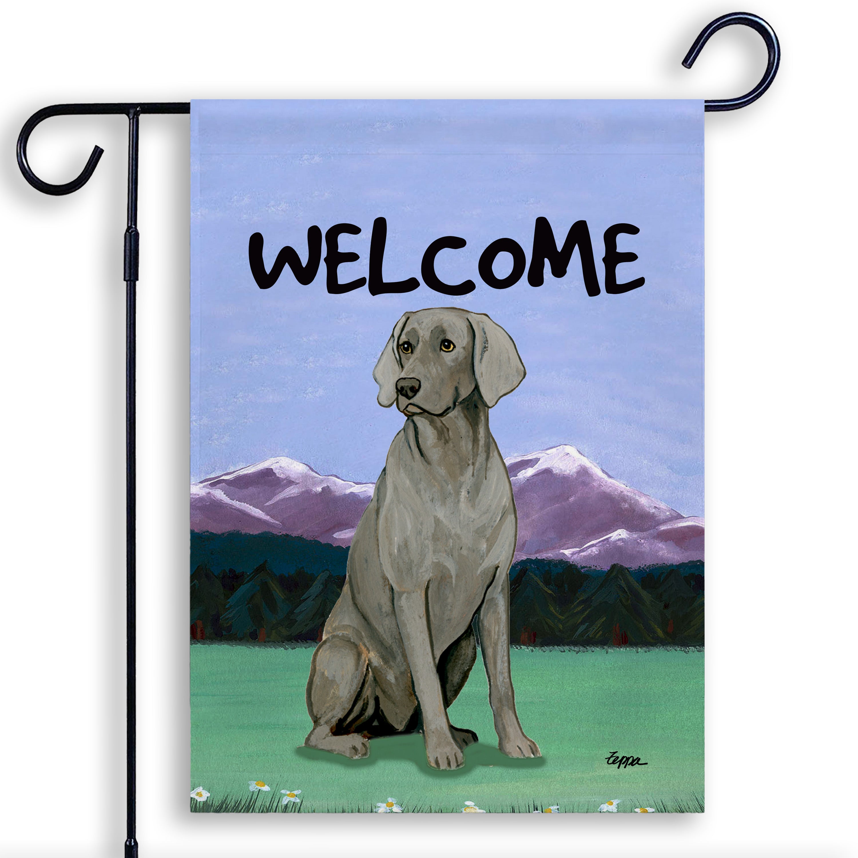 Weimaraner Sitting Garden Flag