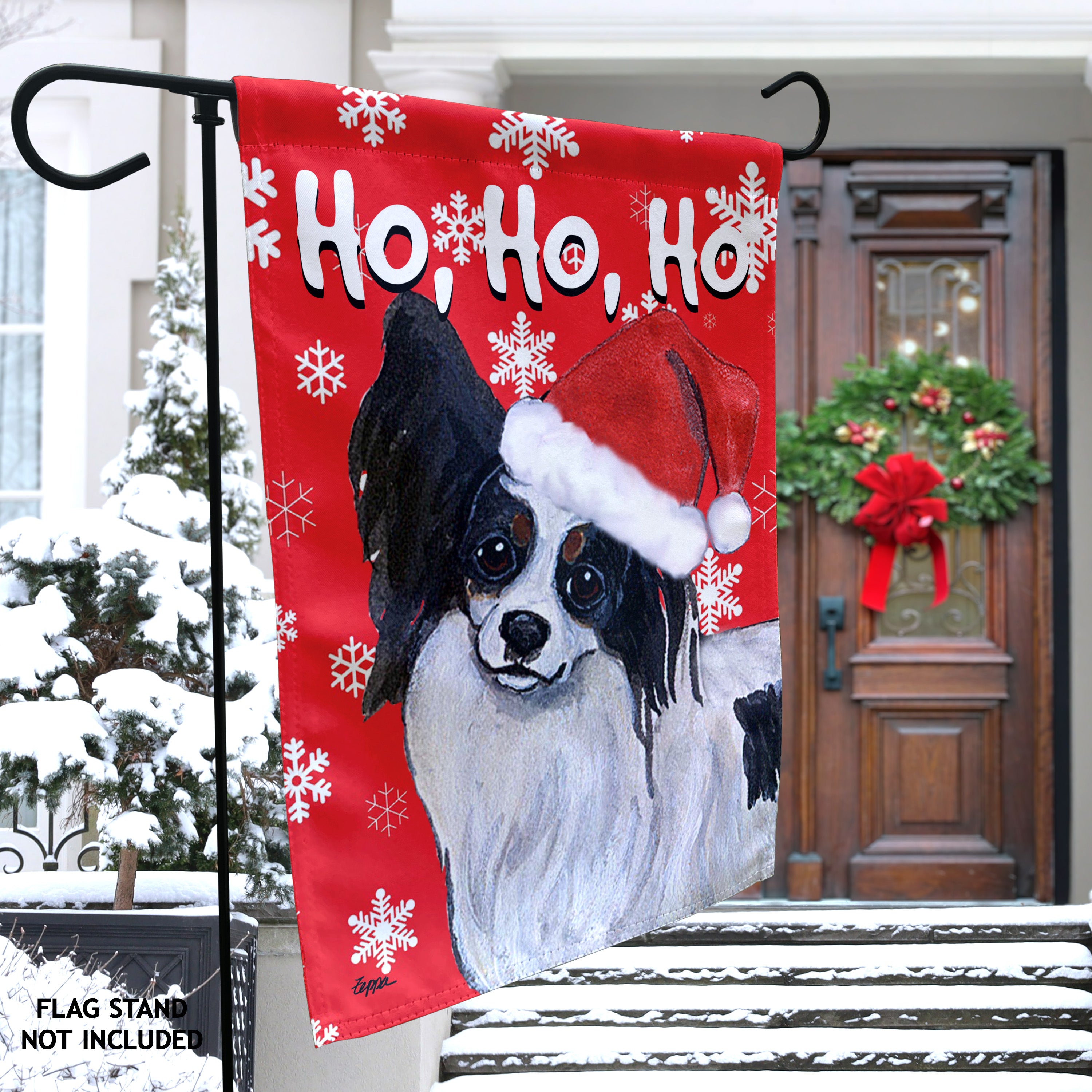 Papillon Christmas Garden Flag