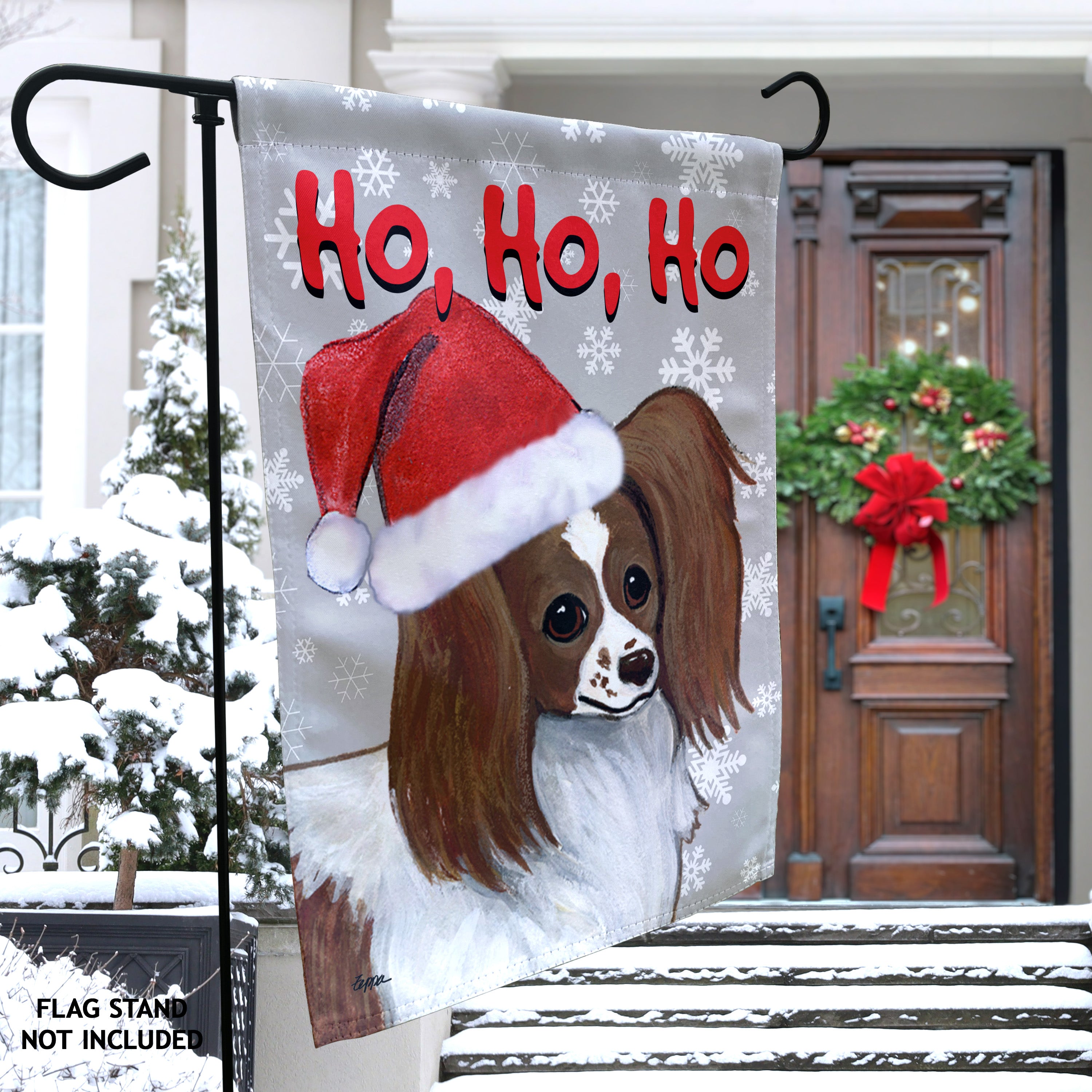 Papillon Christmas Garden Flag