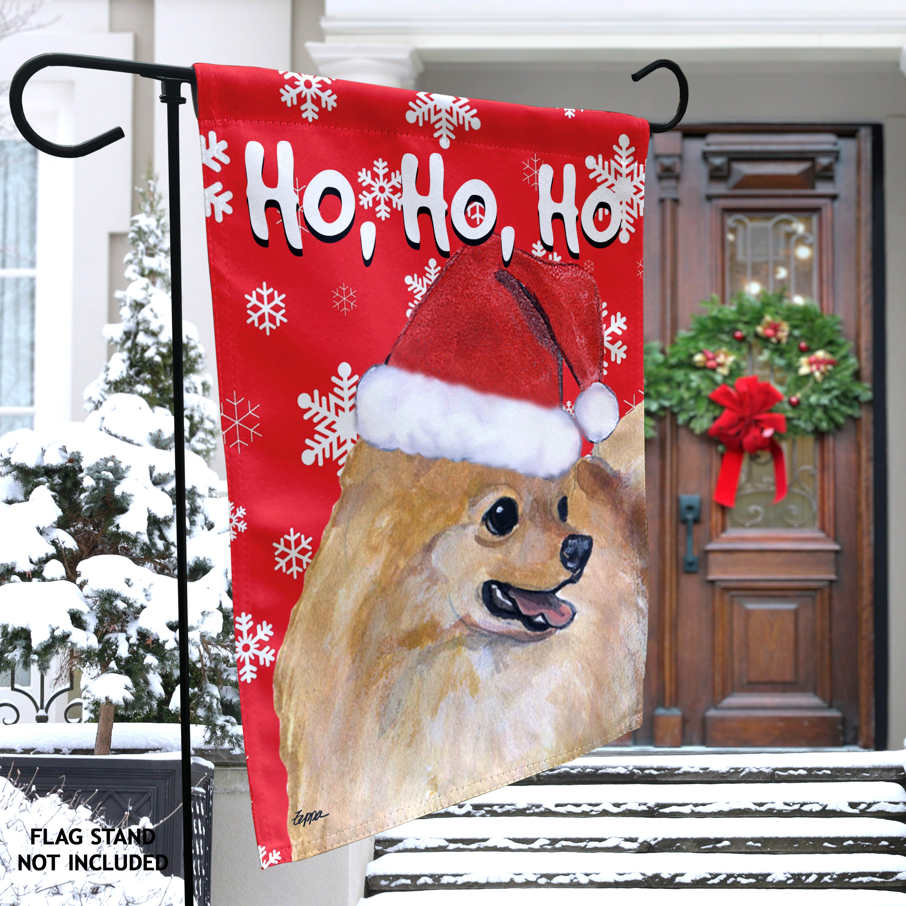 Pomeranian Christmas Garden Flag