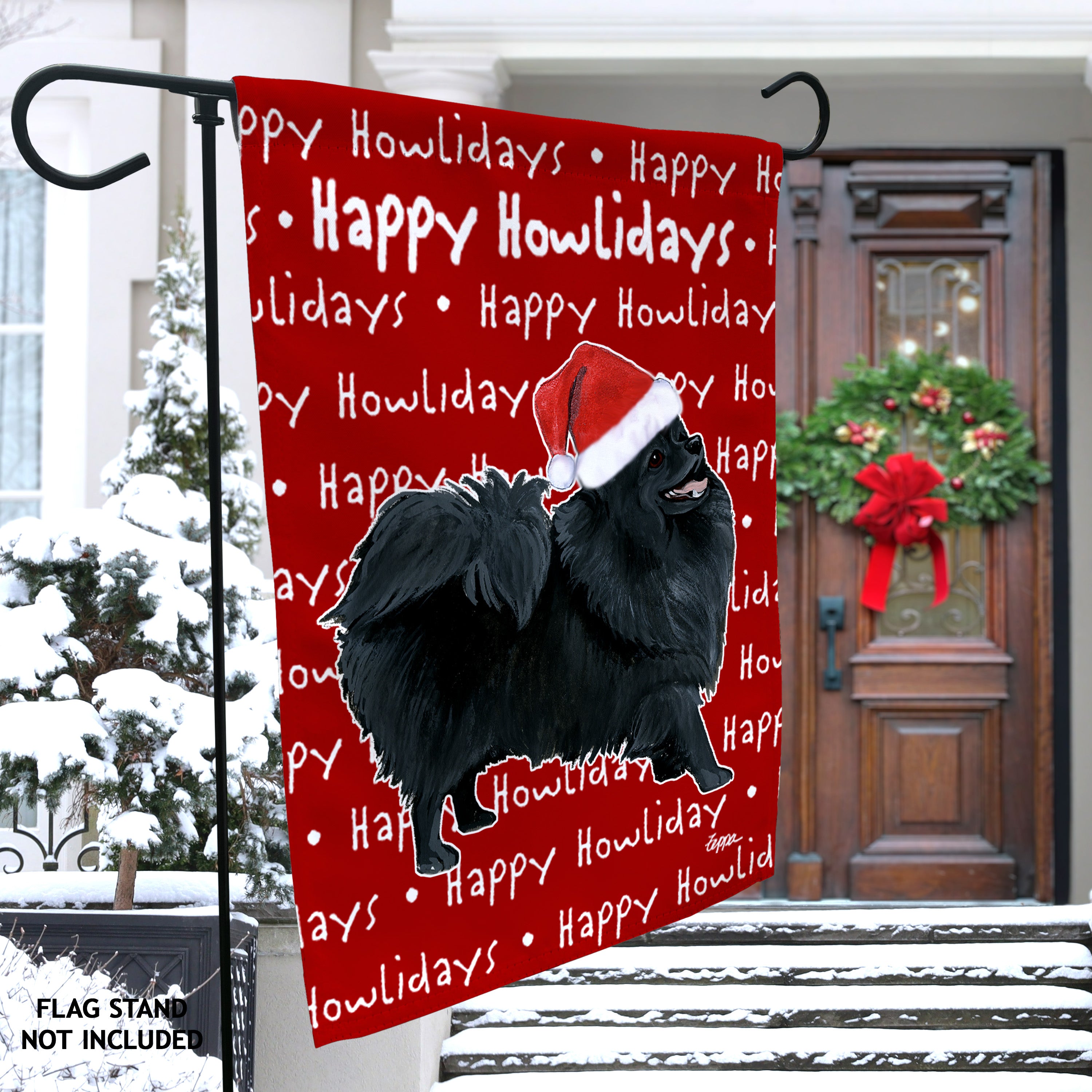 Pomeranian Christmas Garden Flag