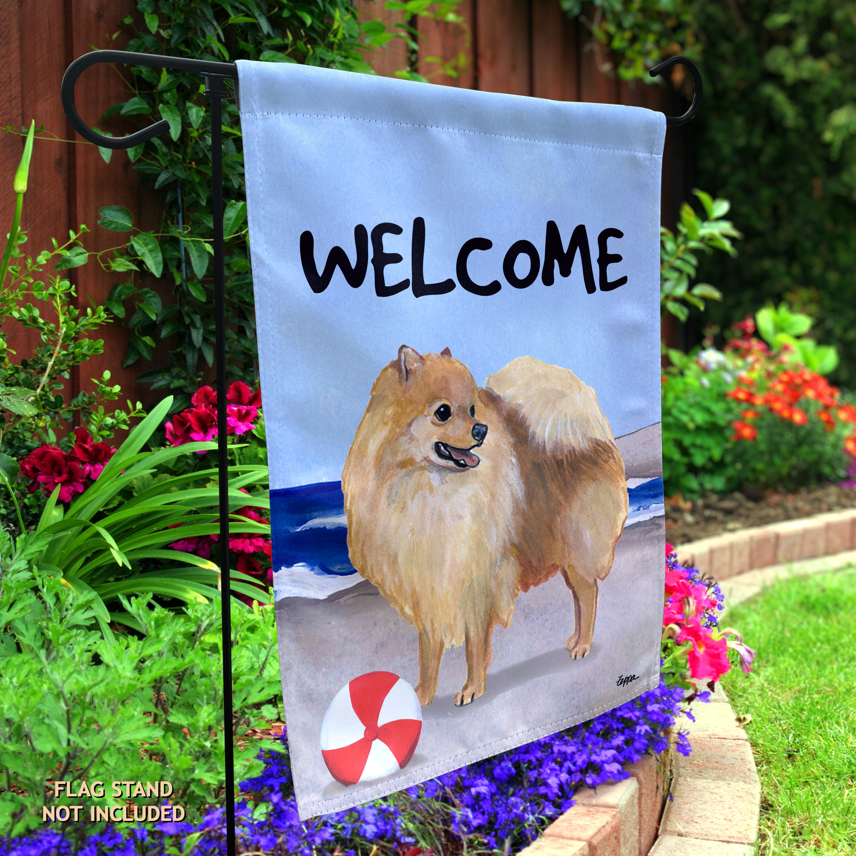 Pomeranian Garden Flag