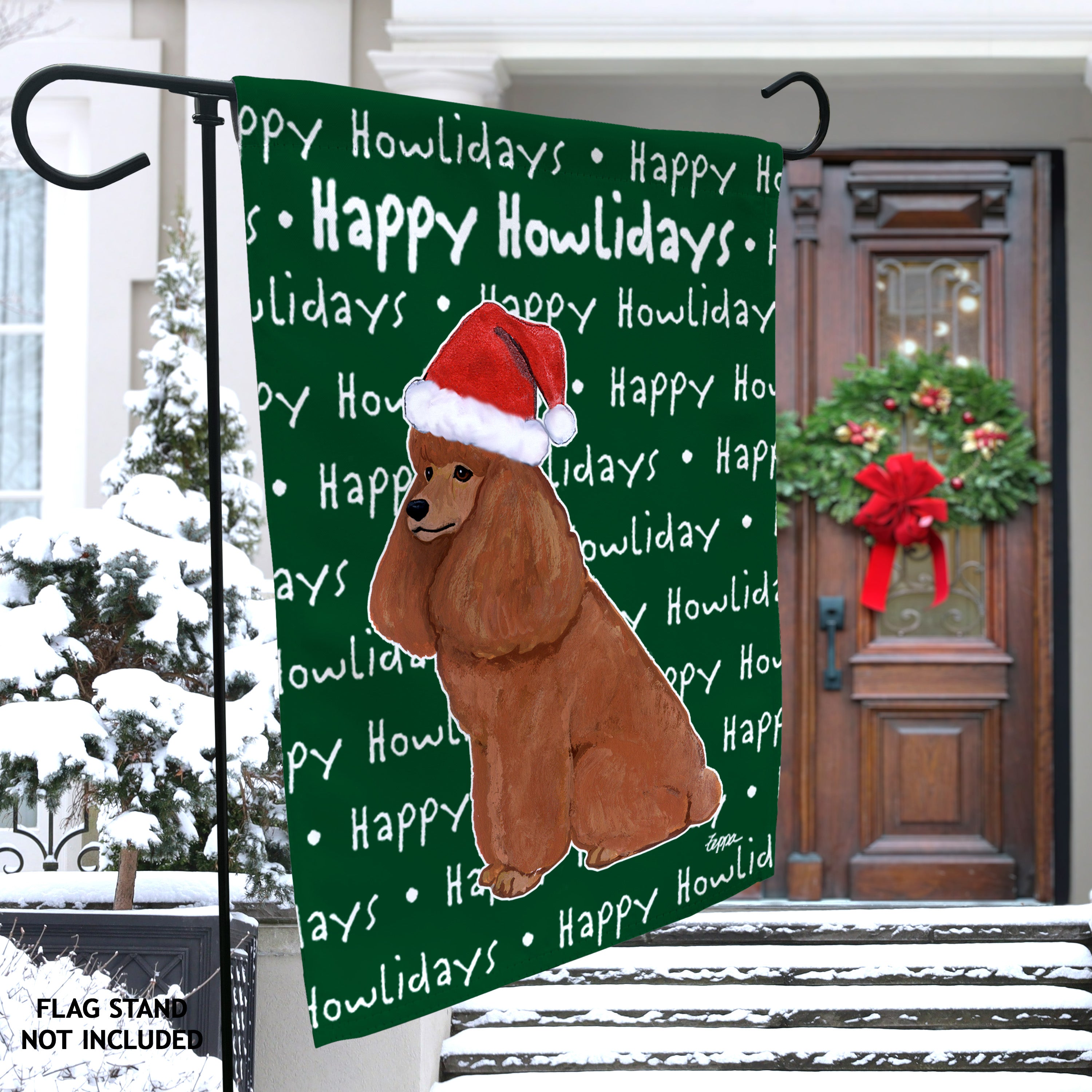 Poodle Christmas Garden Flag