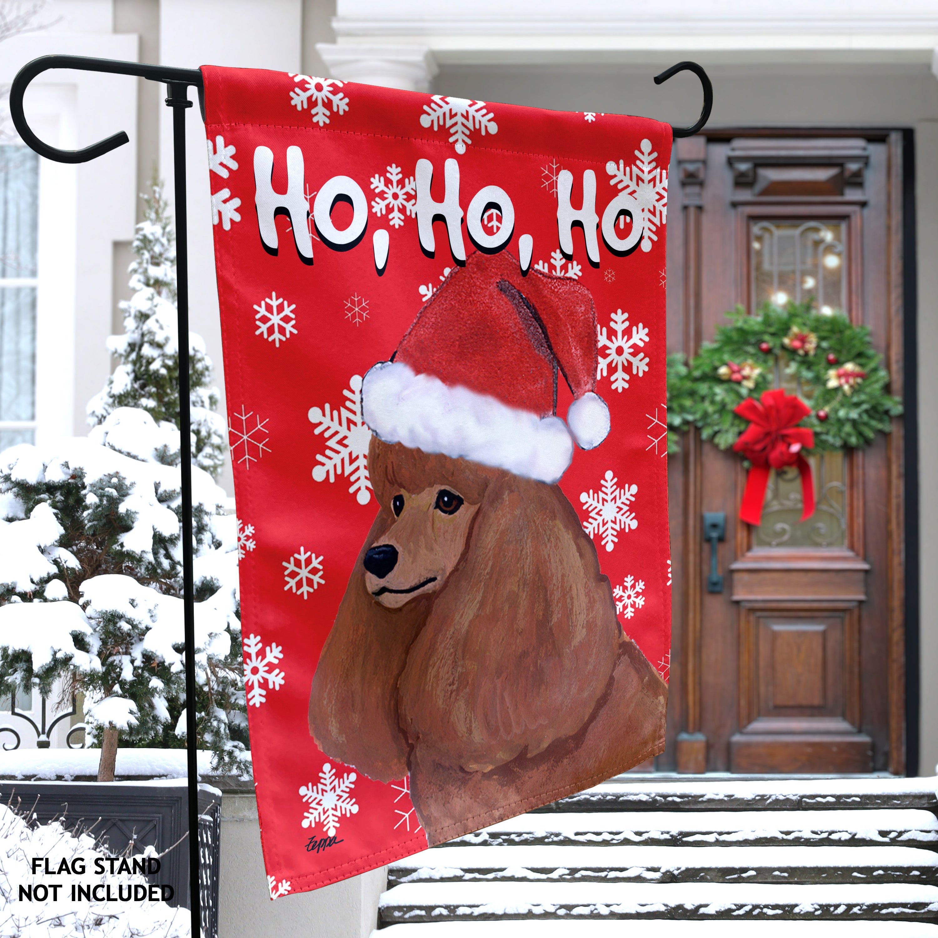 Poodle Christmas Garden Flag