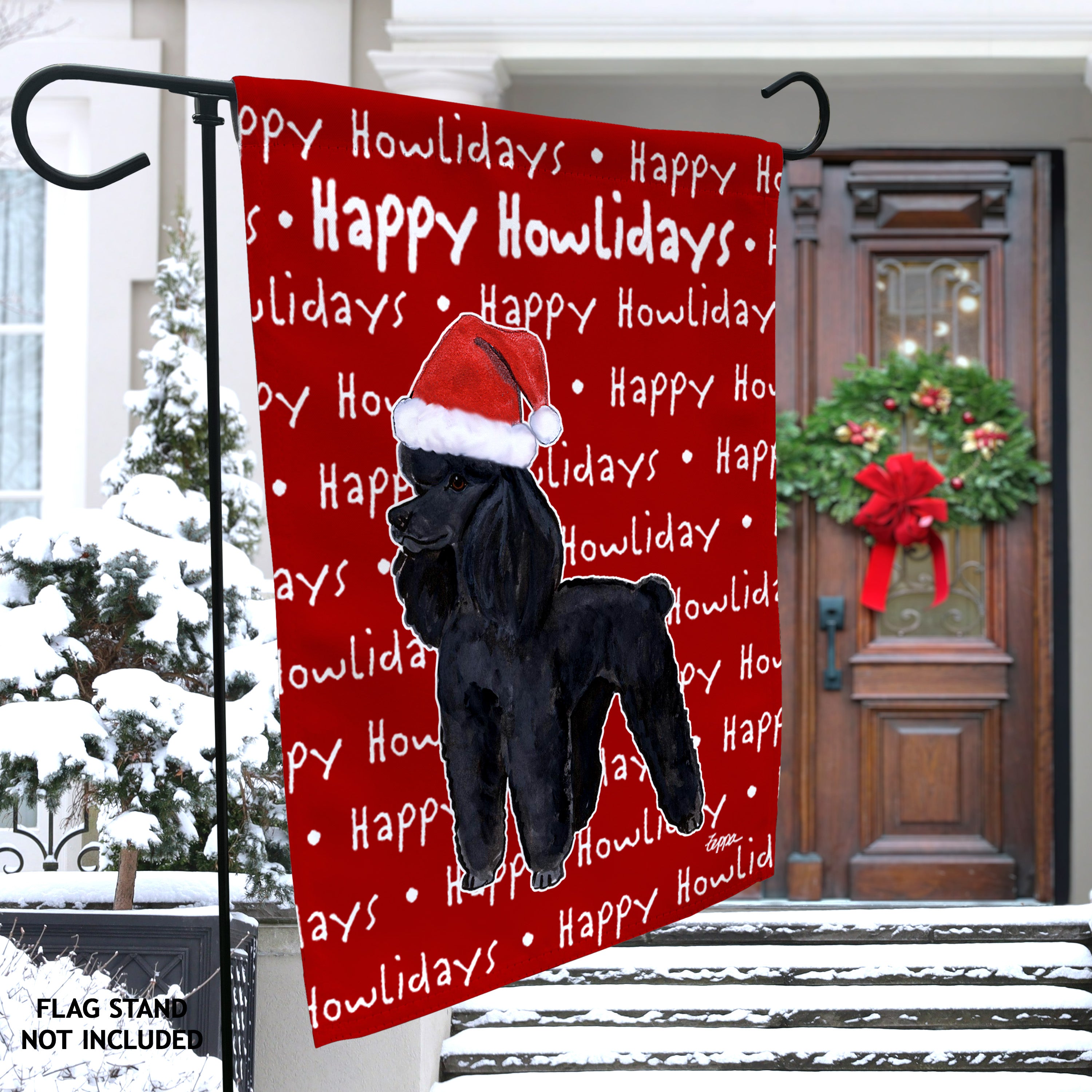 Poodle Christmas Garden Flag
