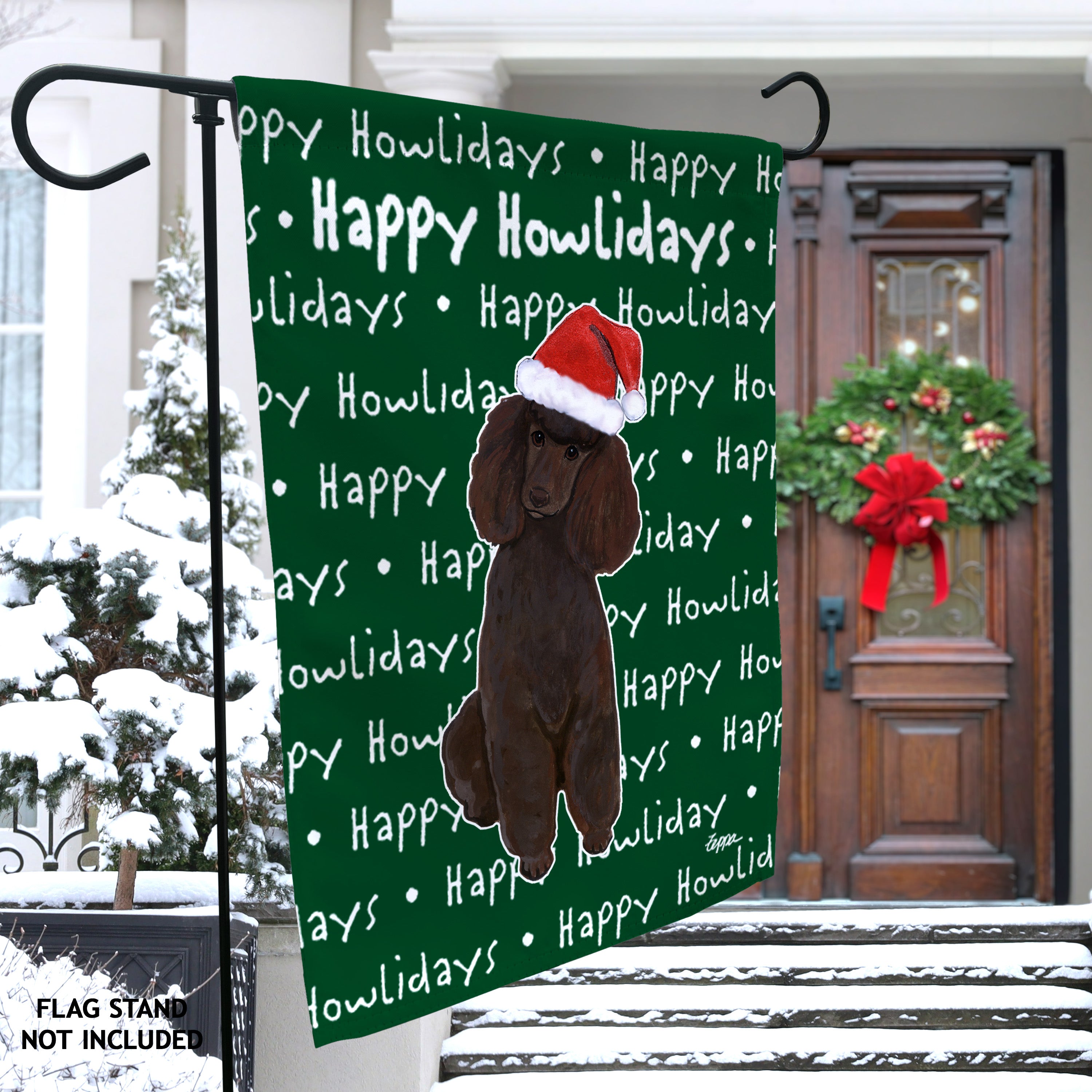 Poodle Christmas Garden Flag
