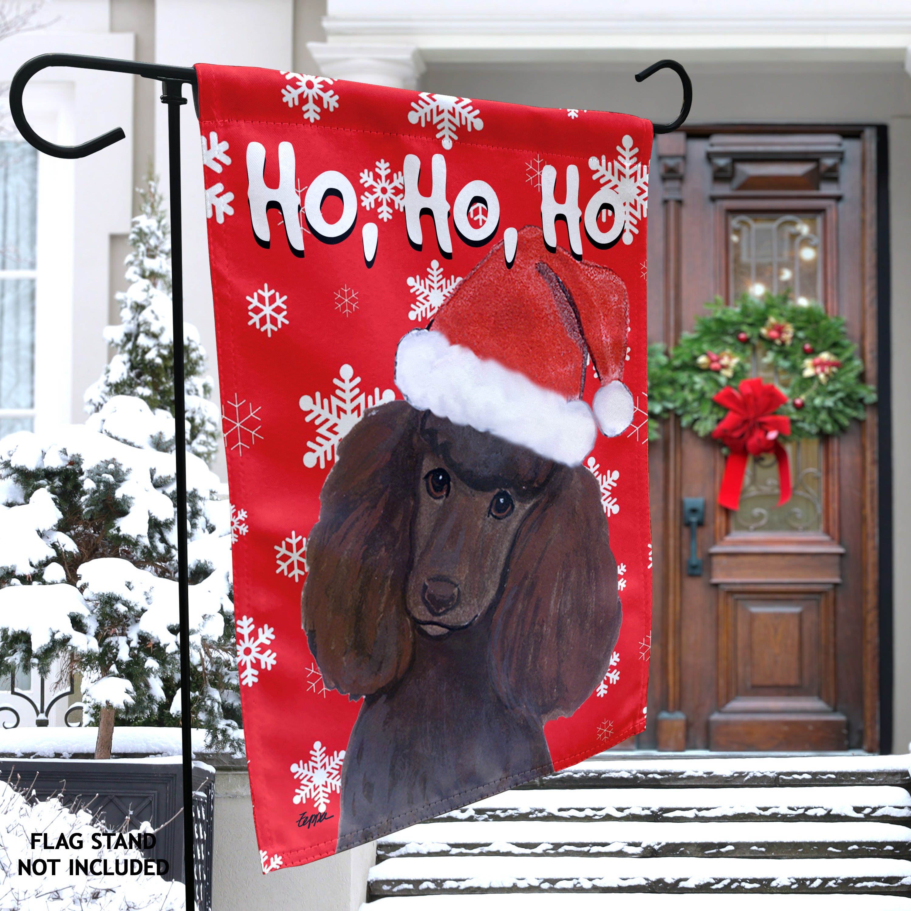Poodle Christmas Garden Flag