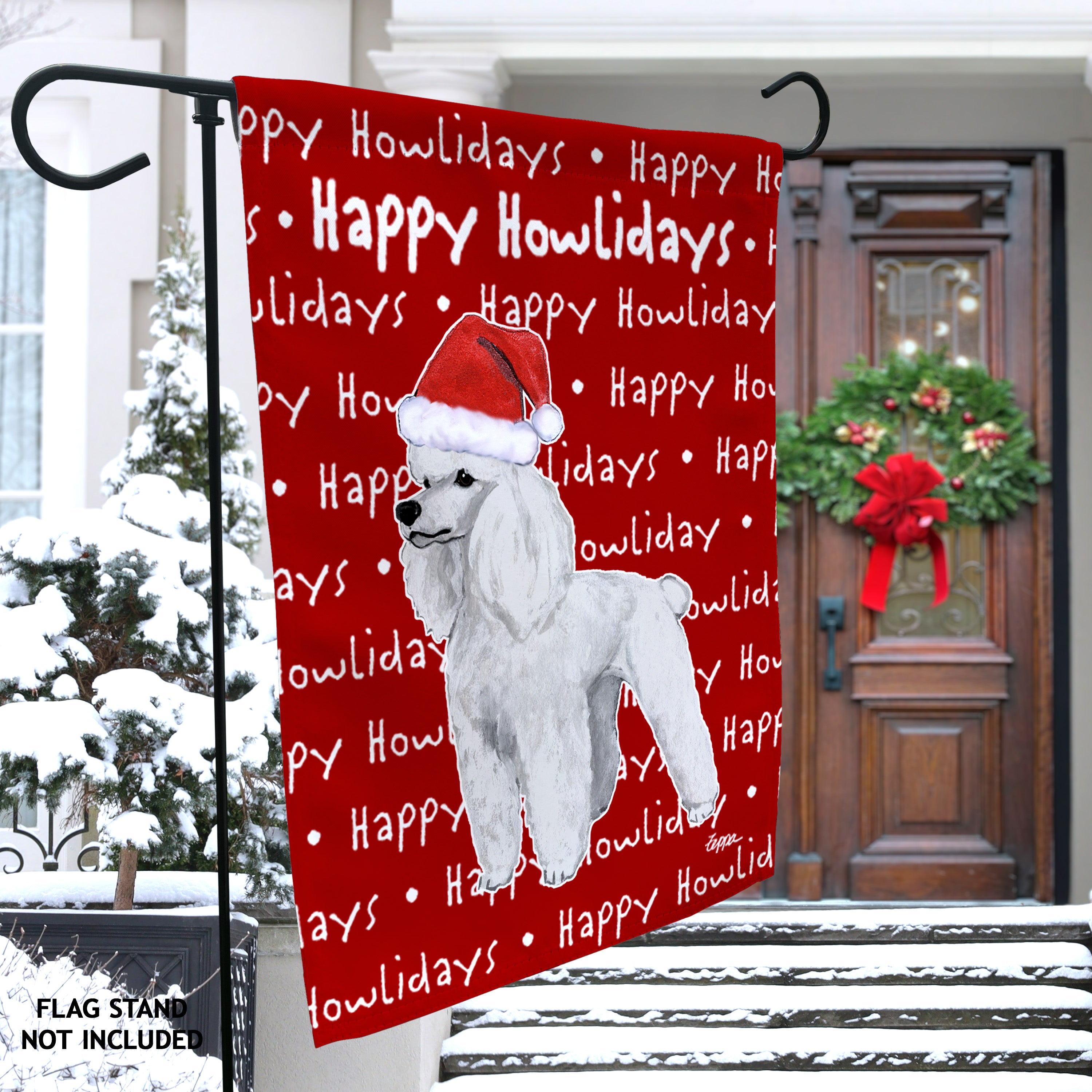 Poodle Christmas Garden Flag