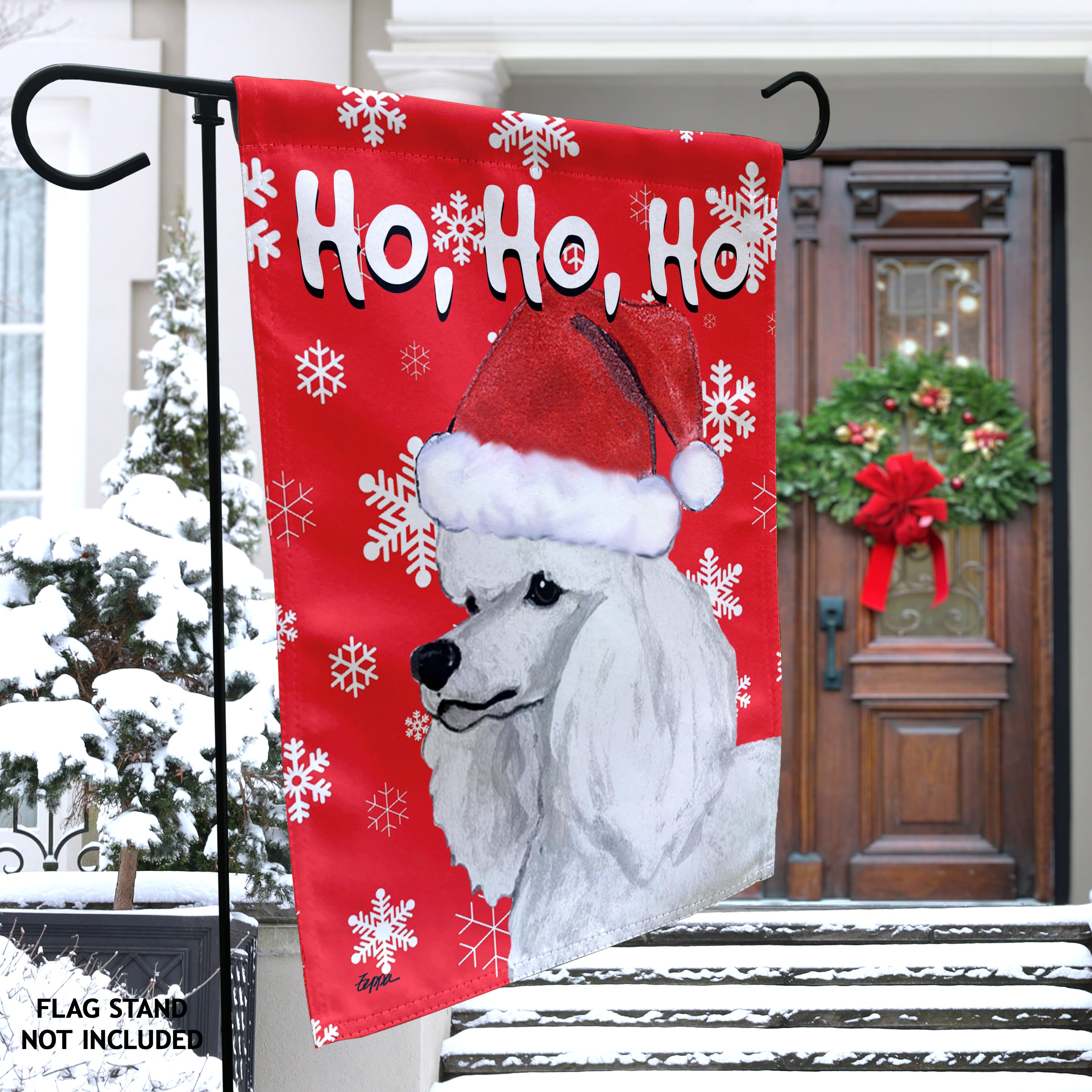 Poodle Christmas Garden Flag