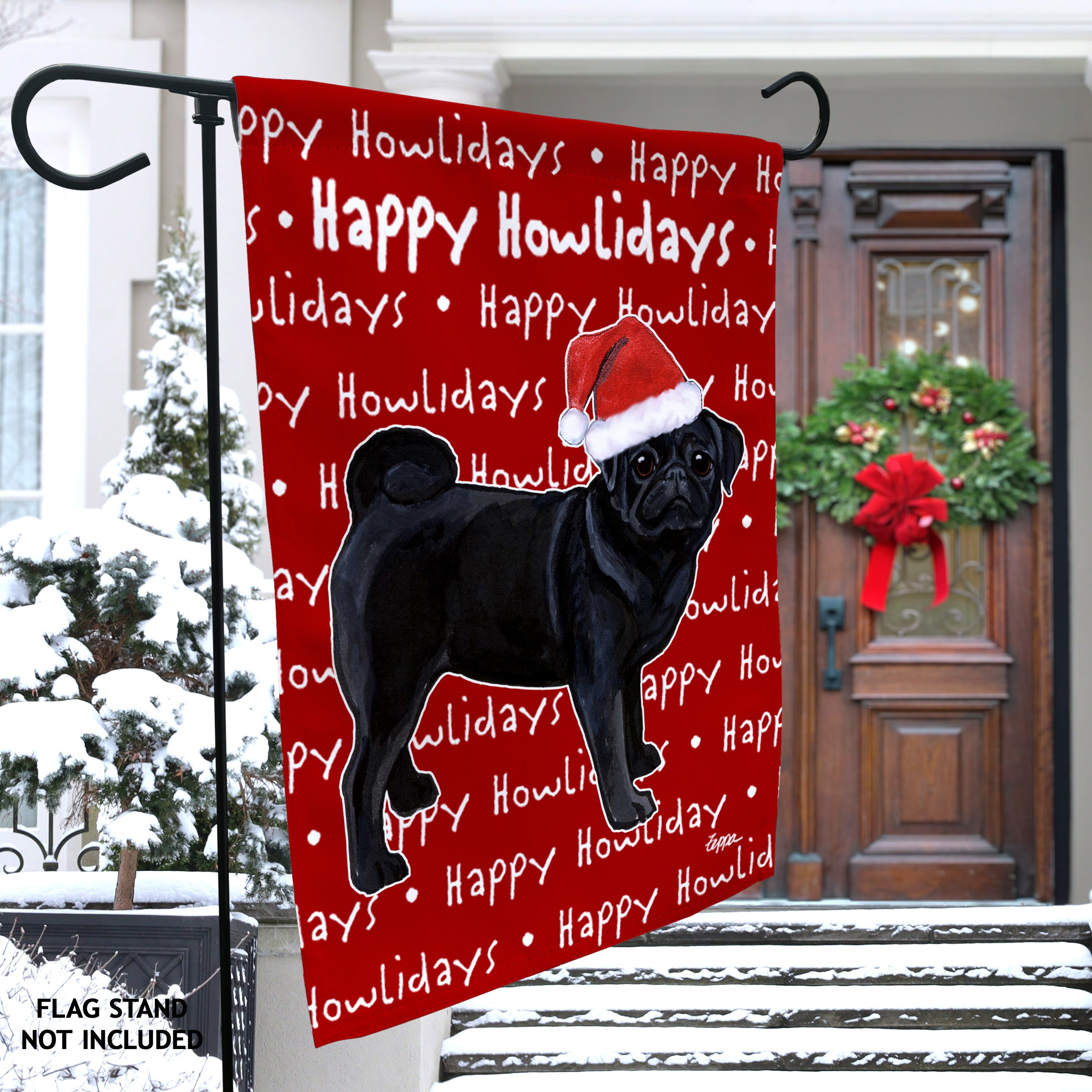 Pug Christmas Garden Flag