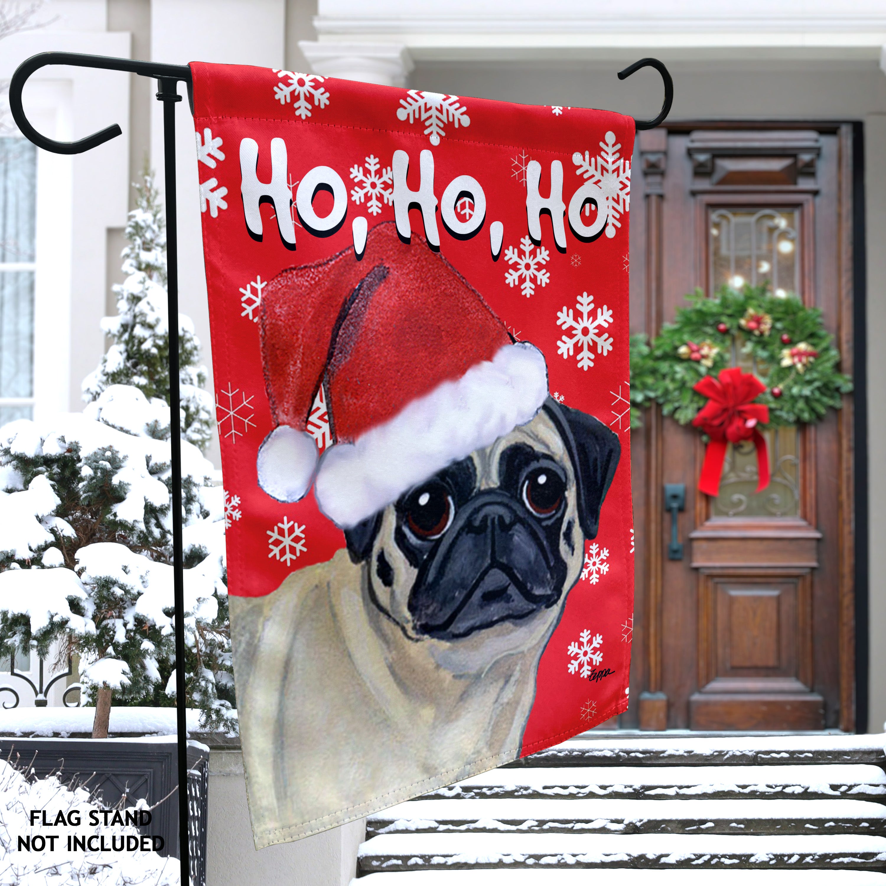 Pug Christmas Garden Flag