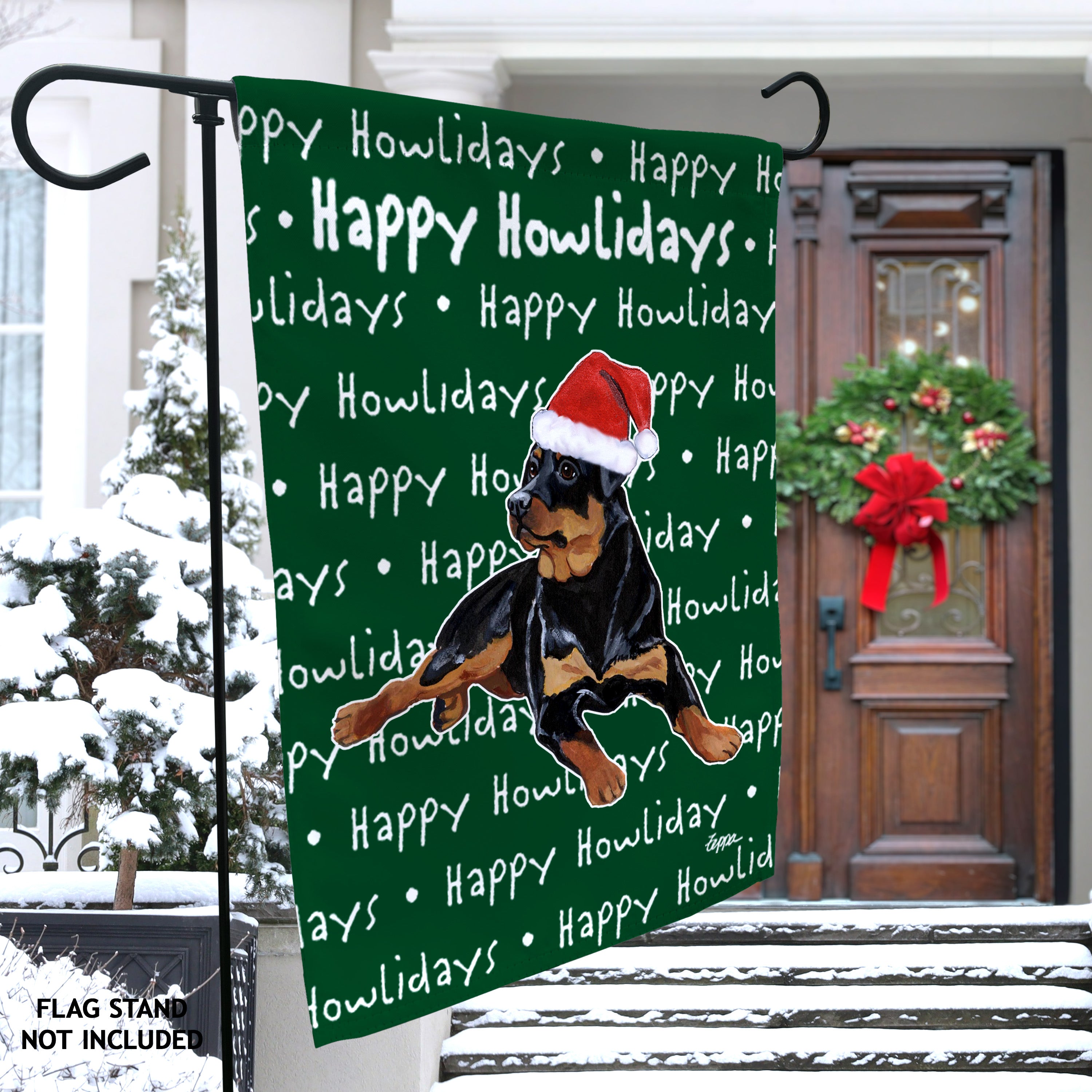 Rottweiler Christmas Garden Flag