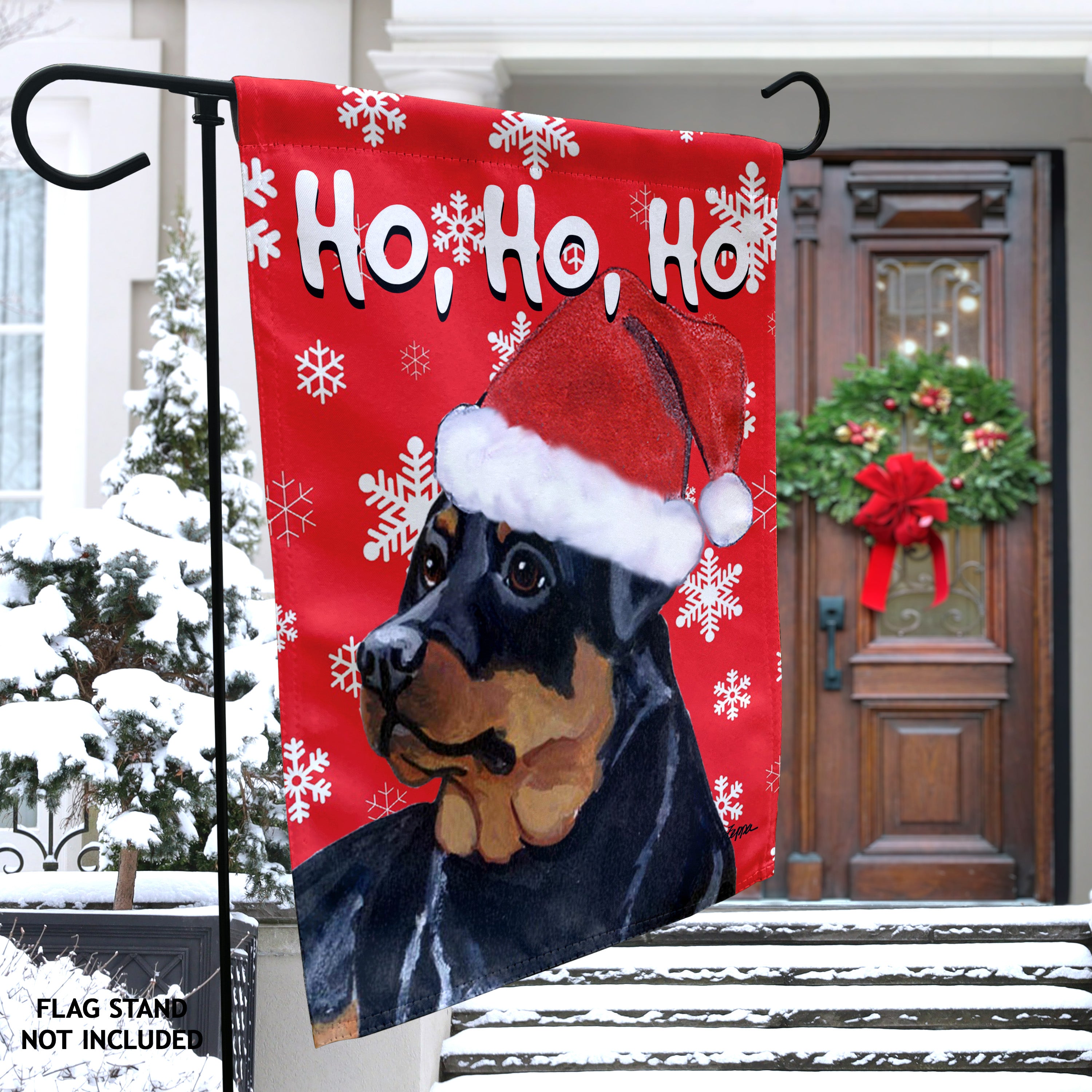 Rottweiler Christmas Garden Flag