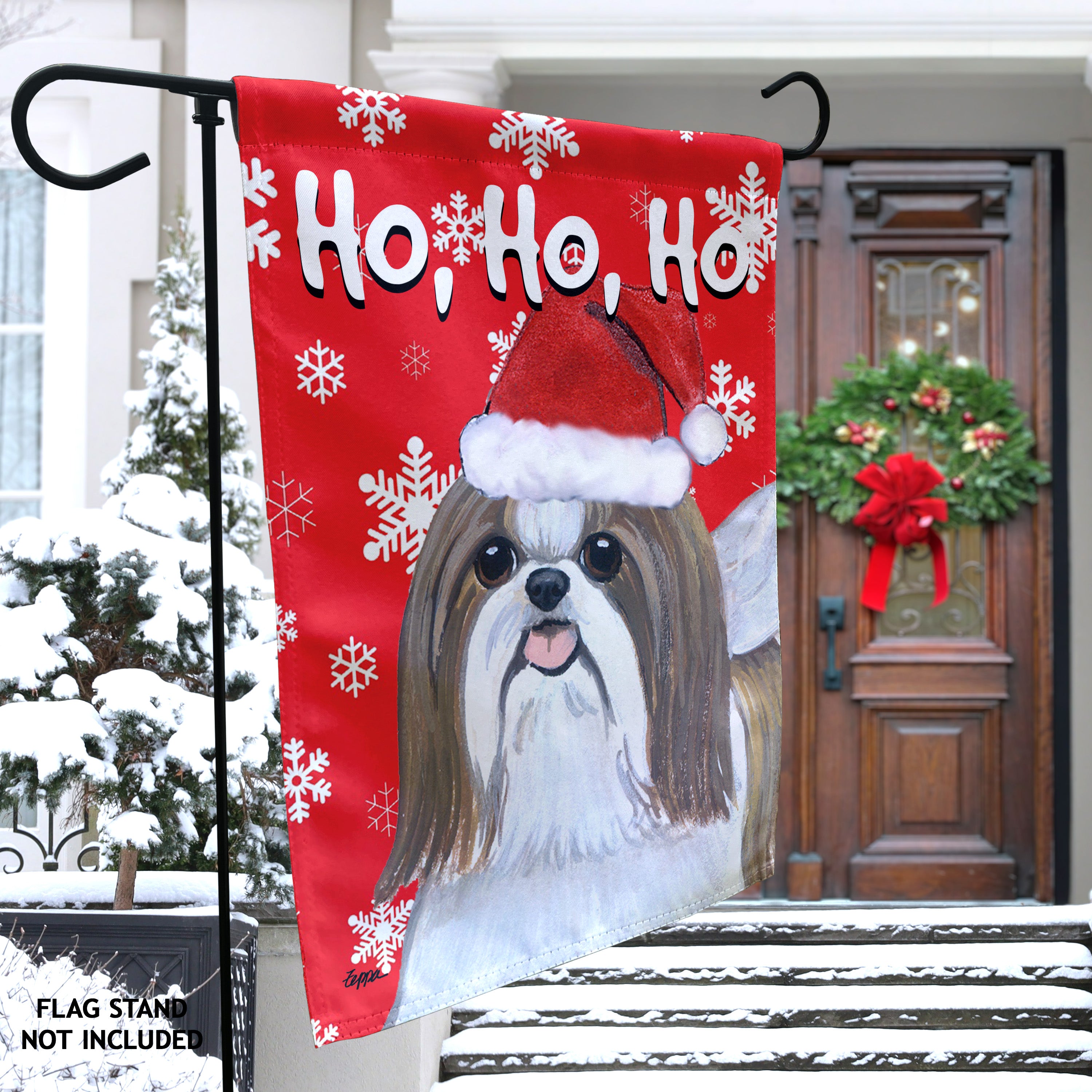 Shih Tzu Christmas Garden Flag